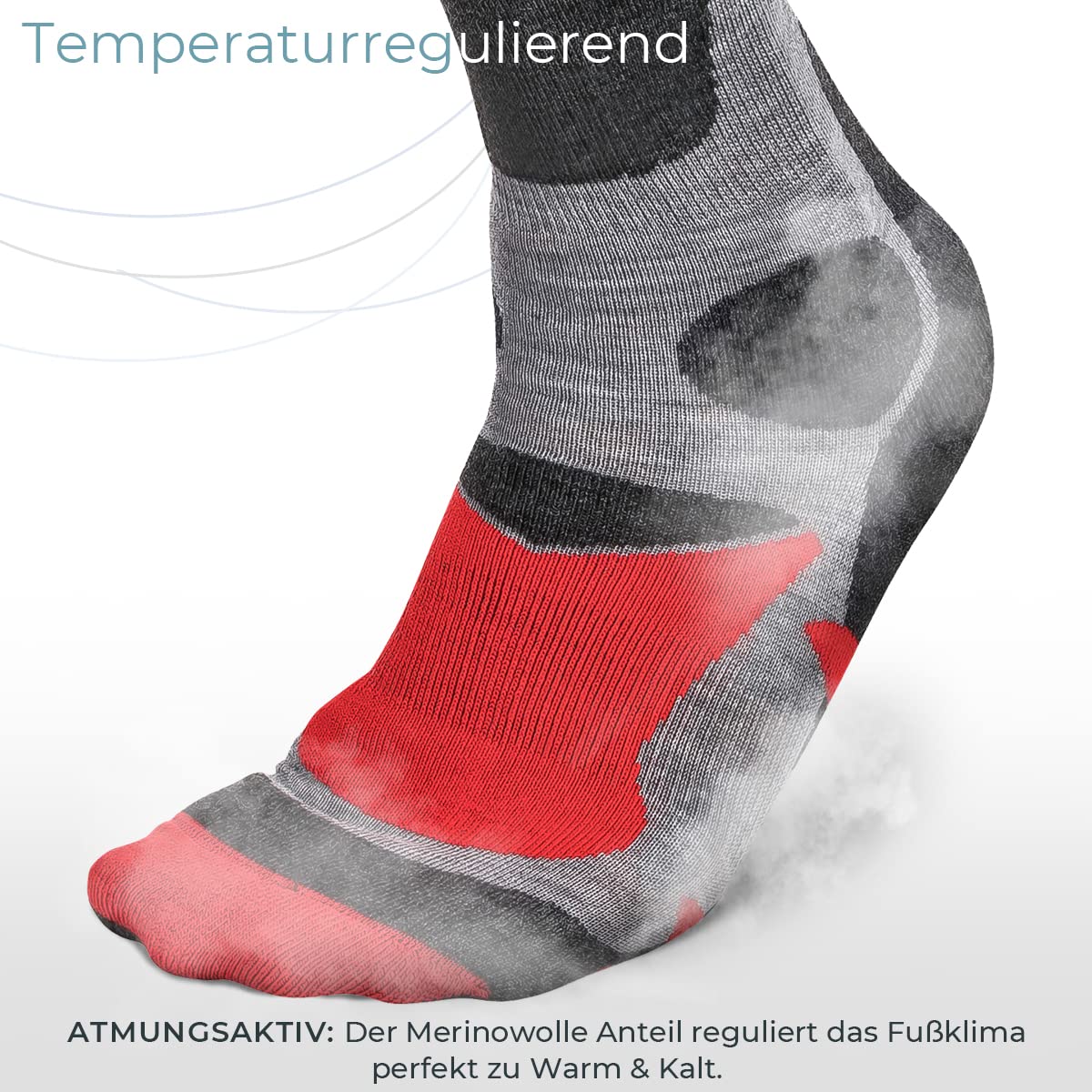 Piarini 2 Paar Unisex Skisocken Skistrumpf Wintersport Snowboard - atmungsaktive Socken Kniestrümpfe Thermosocken Funktionssocken aus Merino Wolle Outdoorsocken
