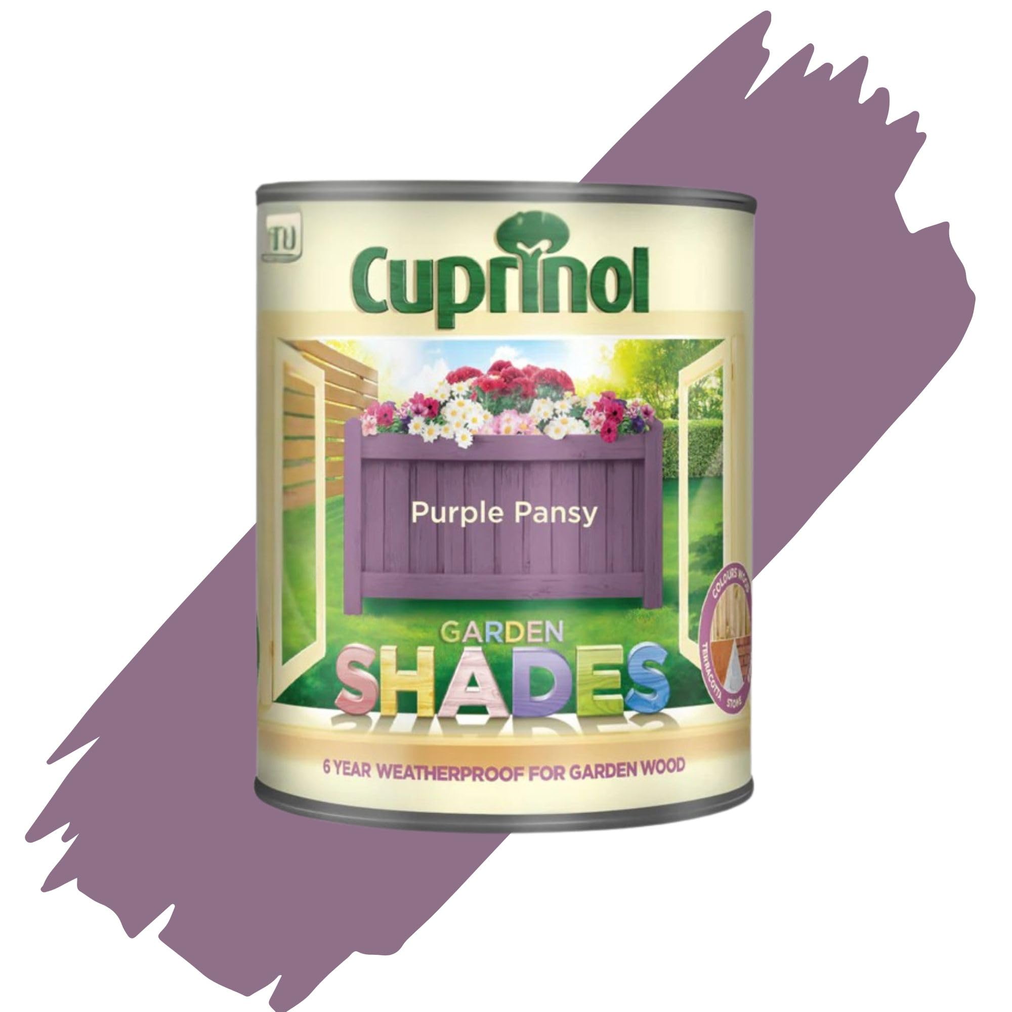 AOC24 1L Garden Shades Fence Paint, Outdoor Wood Paint For Garden Sheds, Furniture, Fences, Exterior Wood, Water Based Paints For Outdoor Surfaces, Brick, Pots (Purple Pansy)