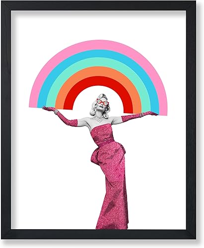 Miniatura 1 de Monem Art - Póster de arco iris, estampado retro y elegante de mujer, arte trippy, arte de collage, arte funky, arte surrealista, arte bohemio