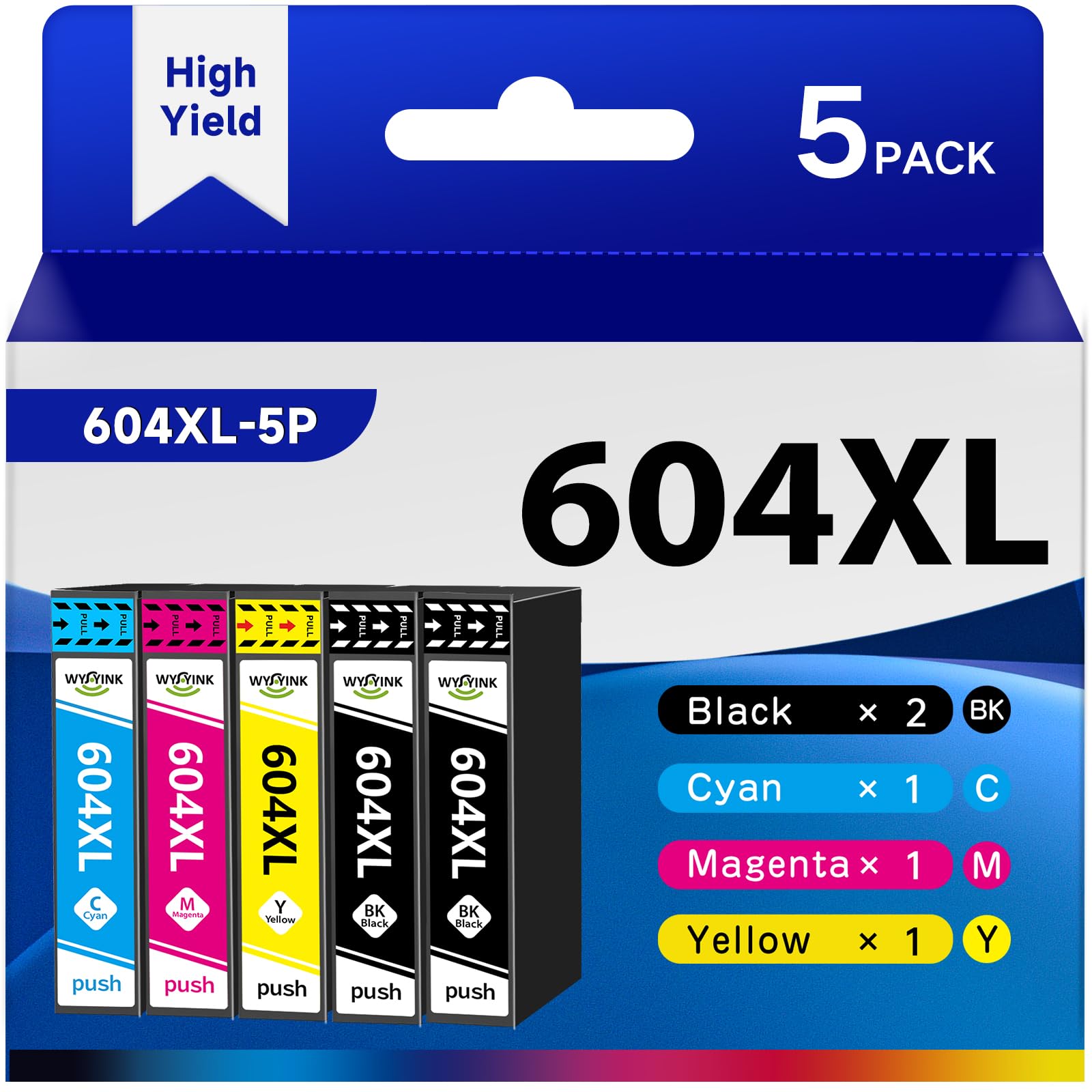 WYFYINK 604XL Compatible with Epson 604 XL 604XL Ink Cartridge for Epson Expression Home XP 2200 XP 2205 XP 3200 XP 3205 XP 4200 XP 4205 WorkForce WF 2910DWF 2930DWF 2935DWF 2950DWF (5 PACK)