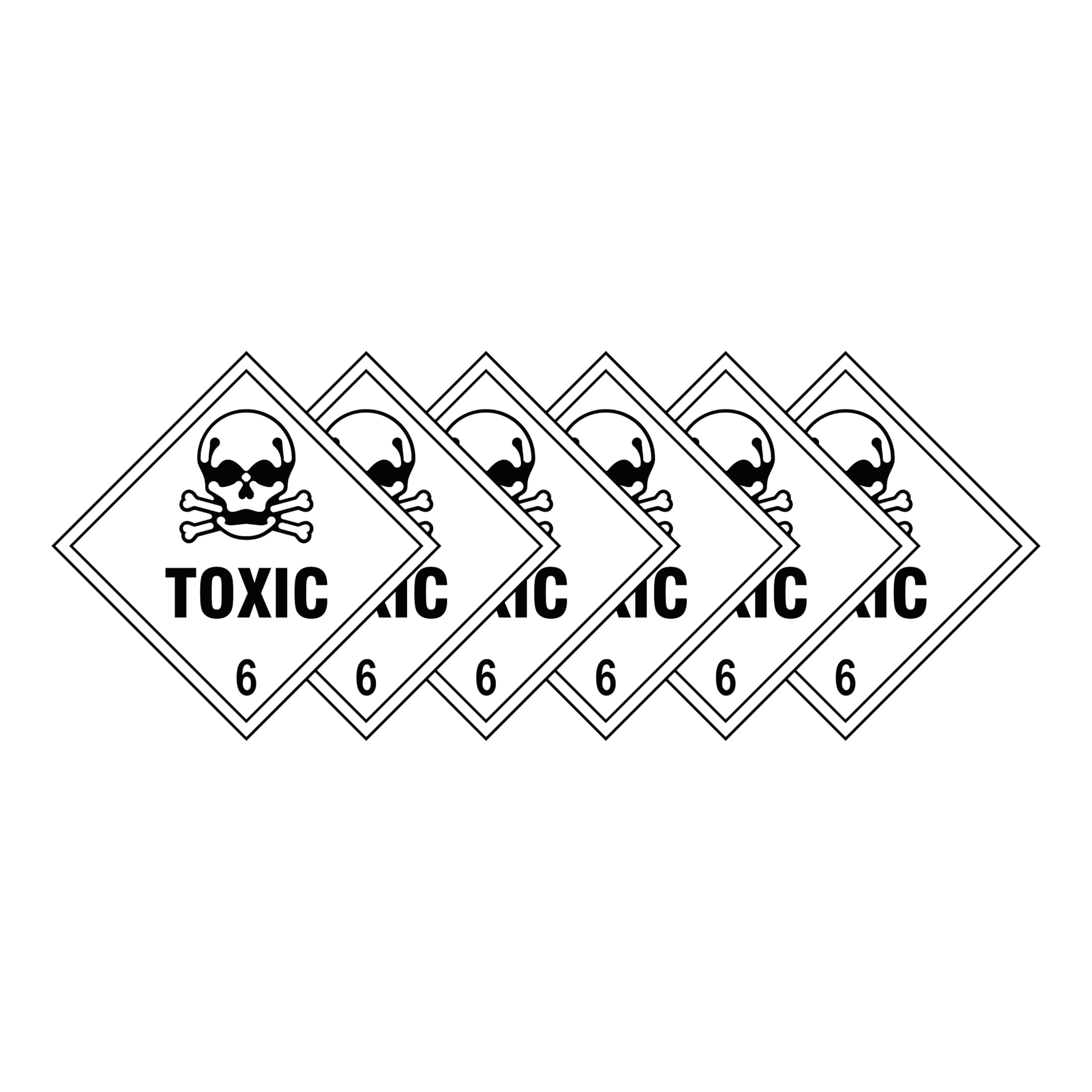Toxic 6 Hazard Diamond Multi Pack 100mm x 100mm Strong Adhesive Vinyl Stickers for Safety (24)