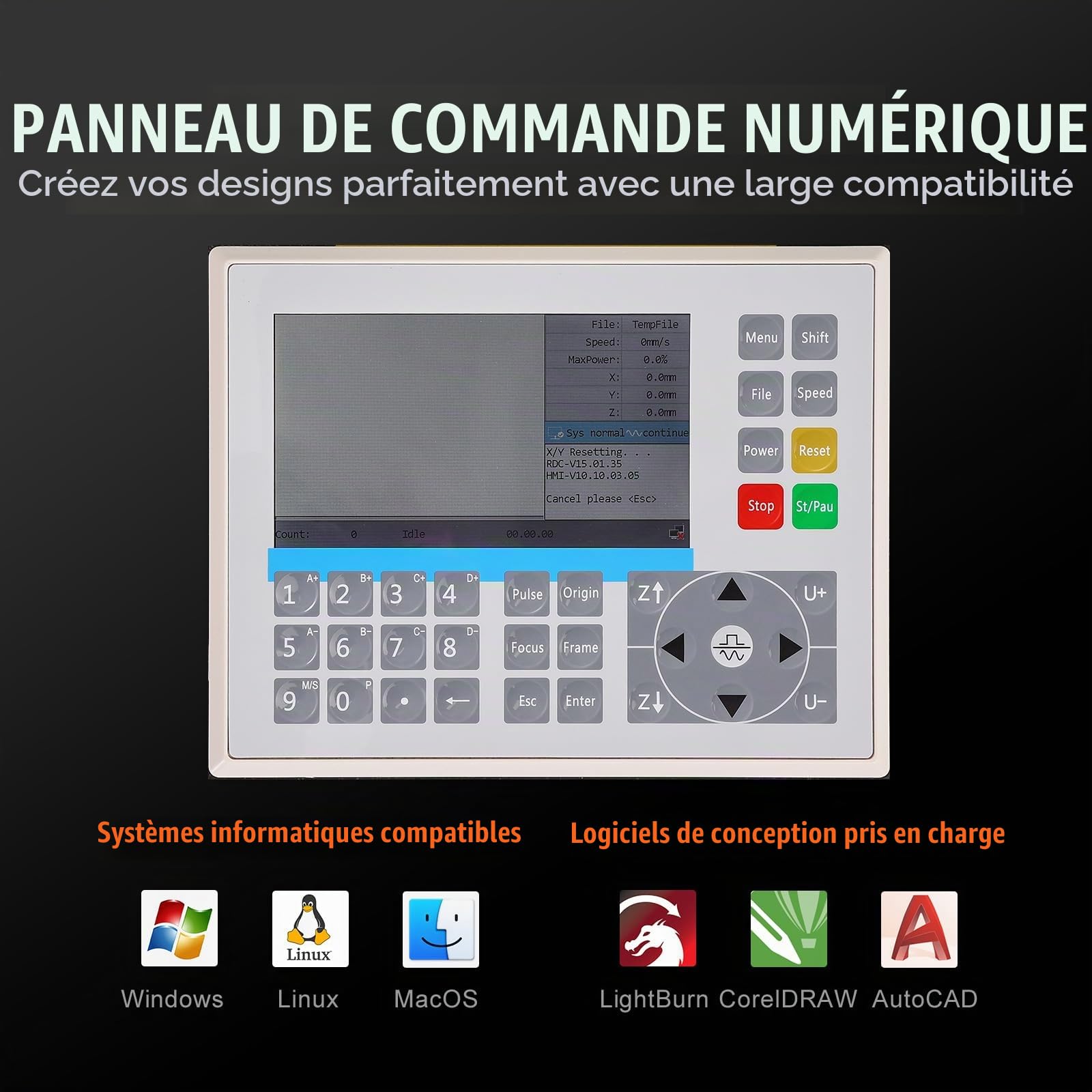 VEVOR Graveur Laser CO2 Machine de Gravure Découpe Laser 50 W Zone de Travail 300x500 mm, Vitesse de Travail 0-500 mm/s, avec Assistance Air, Panneau de Commande Numérique, pour Bois, Acrylique, Tissu
