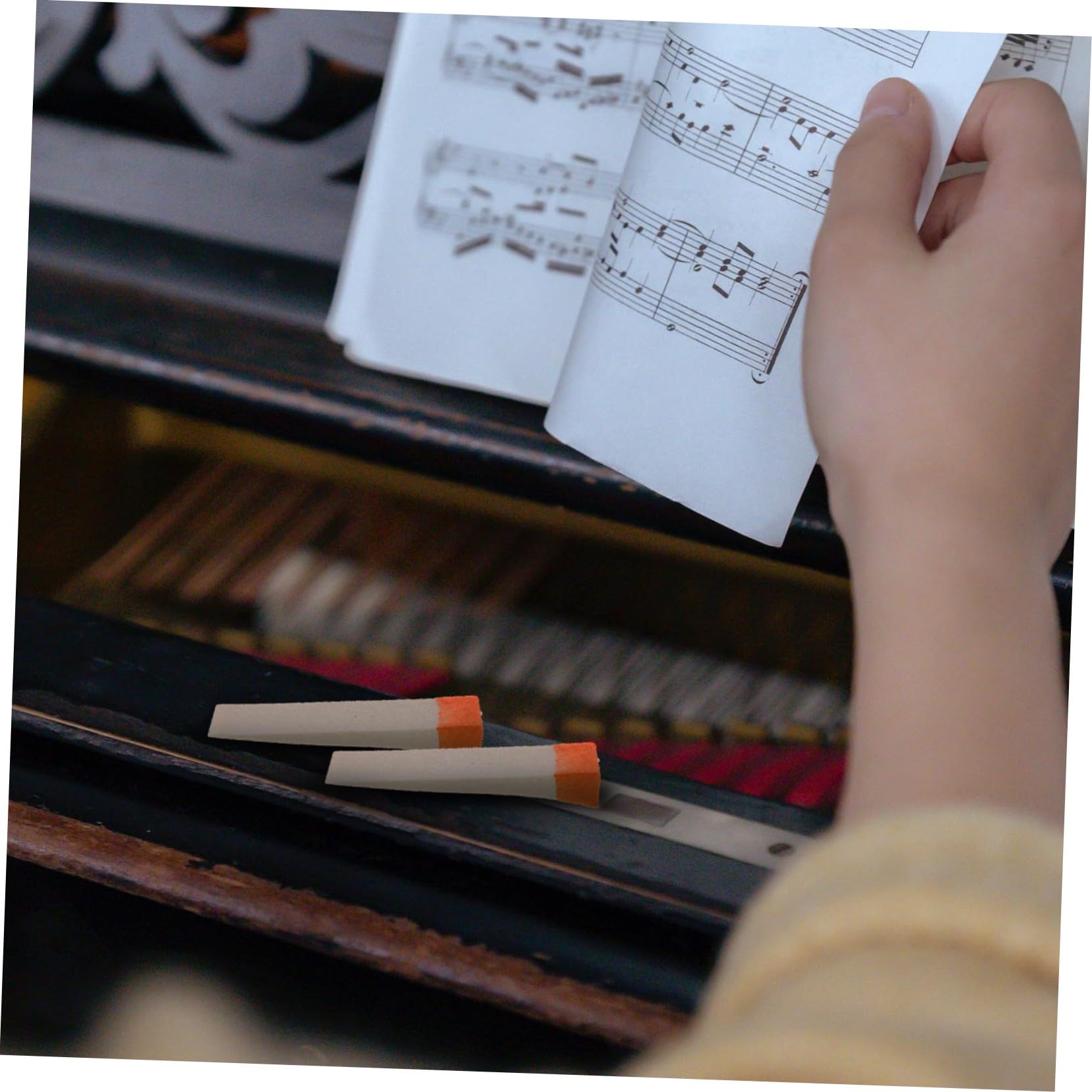 Kit de 4 Cuñas de Lana Naranja para Afinación de Pianos, Accesorios Prácticos Uso Conveniente para Cuerdas de Piano