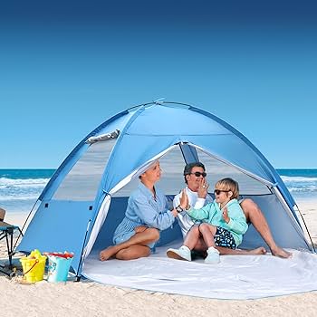 Tenrai Portable Beach Shade For 6 People, Self-adjusts As The Wind Shifts, Foldable Beach Tent,Sun Shelters, Simple And Fast Sets Up, Shelter For Outdoor Beach, Fights 20 Mph Winds
