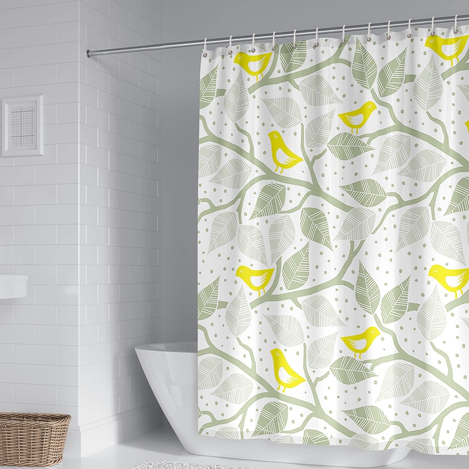 Rideau de douche 165x180cm en polyester anti moisissure décor nature pour salle de bain