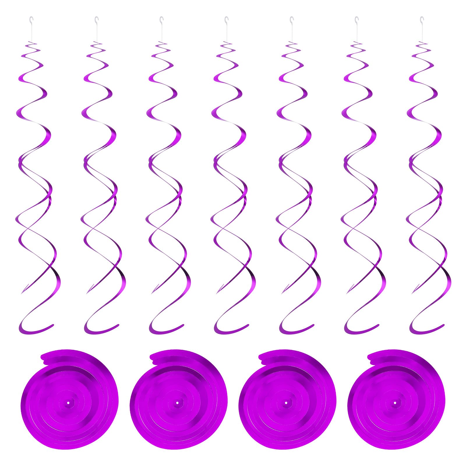 sourcing map 18 Pcs Dark Purple Party Hanging Swirls Double Strip Hanging Decorations 27.6 inch Foil Swirling Hanging Plastic Ceiling Streamers for Birthday Party with Hang Tag Hook