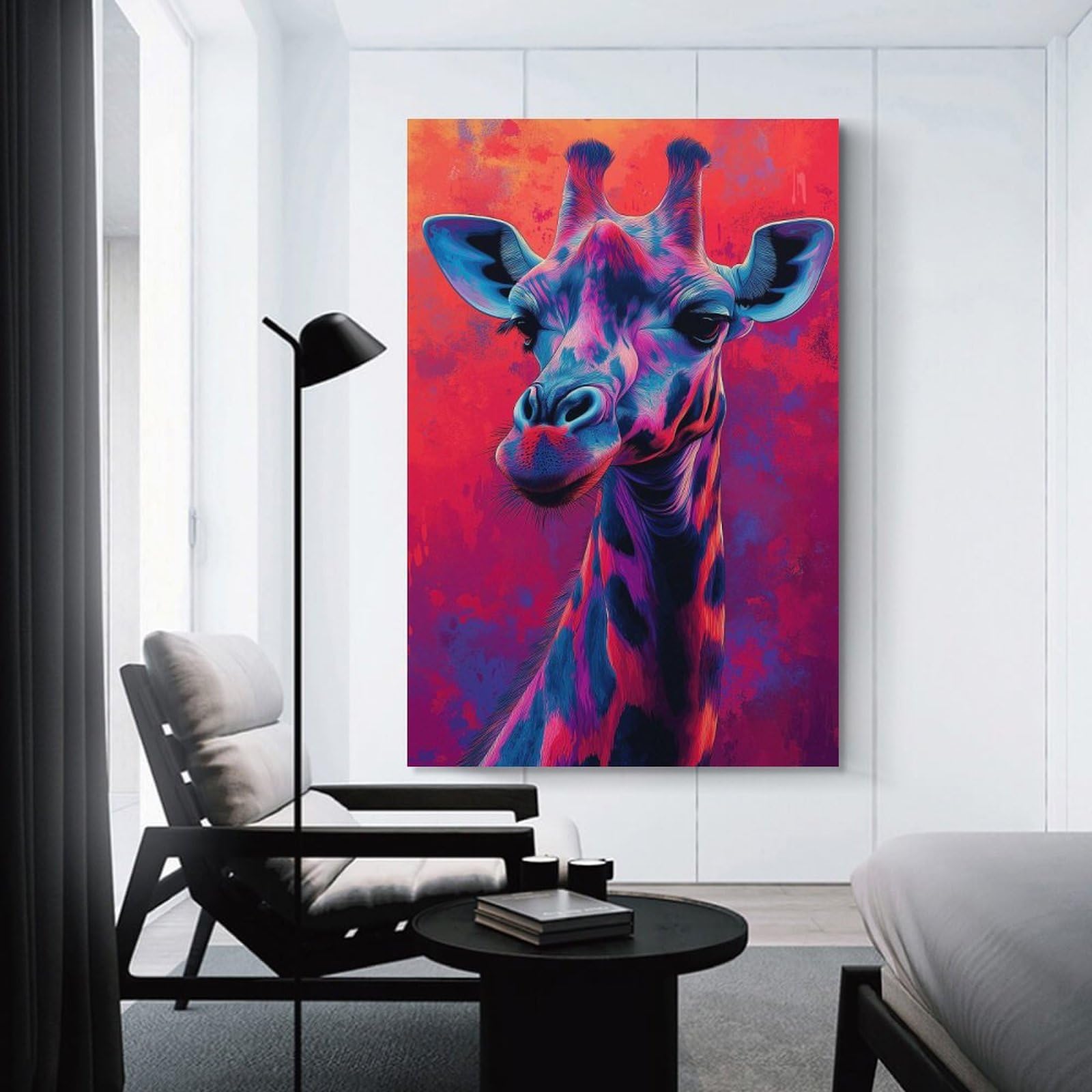 Junmoney Colorful Giraffe Portrait Canvas Wall Decor, 20x30inch(50x75cm), for Art Walls, Layered Displays Or Homes, Home Wall Art for Statement Displays