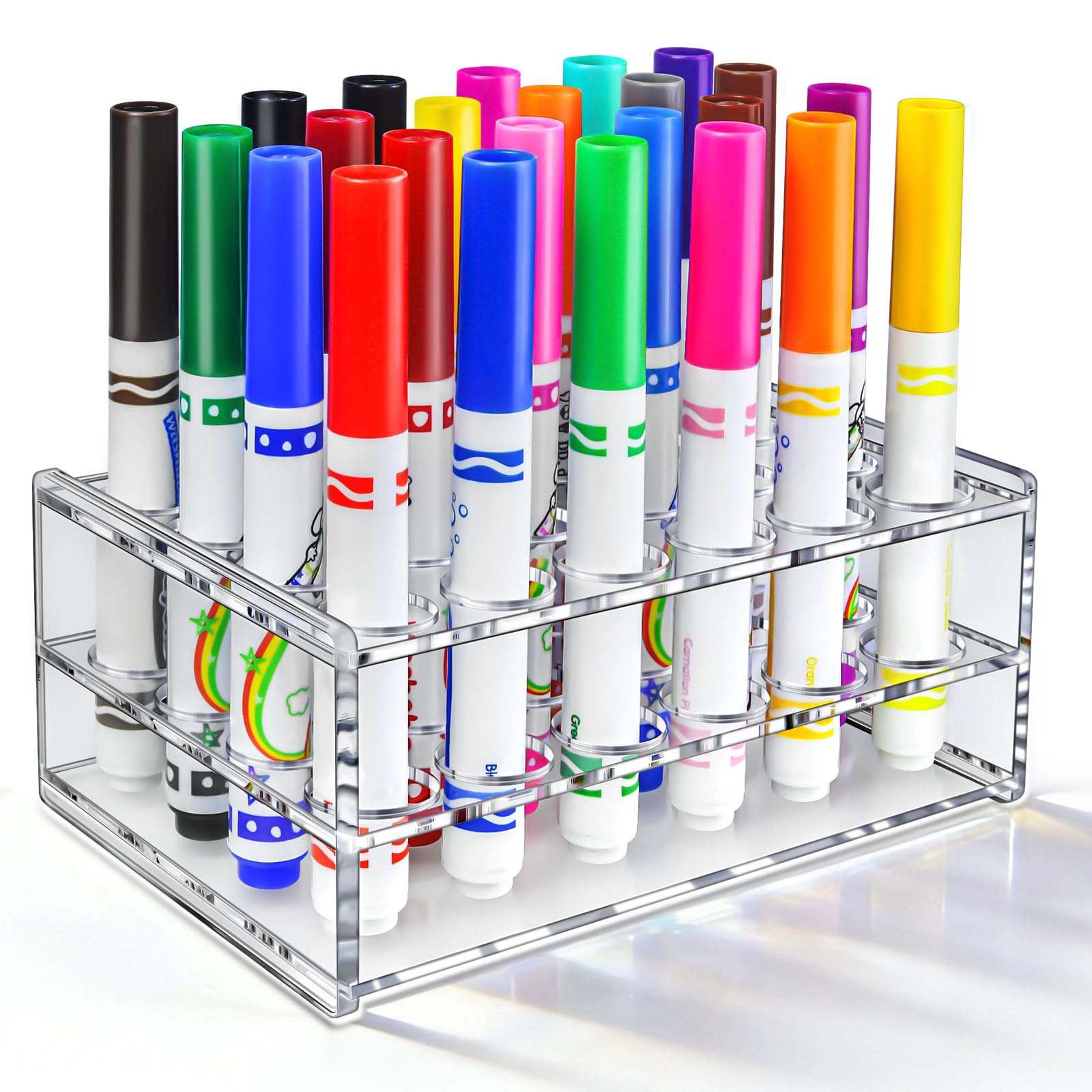 Porte-marqueurs acrylique pour organiser votre atelier de dessin créatif à la maison