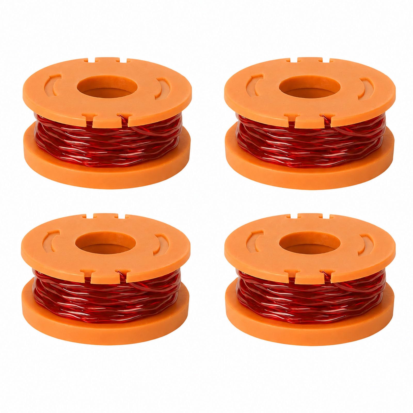 Tinminx 4 Pcs Grass Trimmer Spool Replacement, Plastic Strimmer Spool with Pre-Wound Trimmer Line, Orange Red Auto Feed Spools for Compatible Garden Trimmers and Lawn Edging