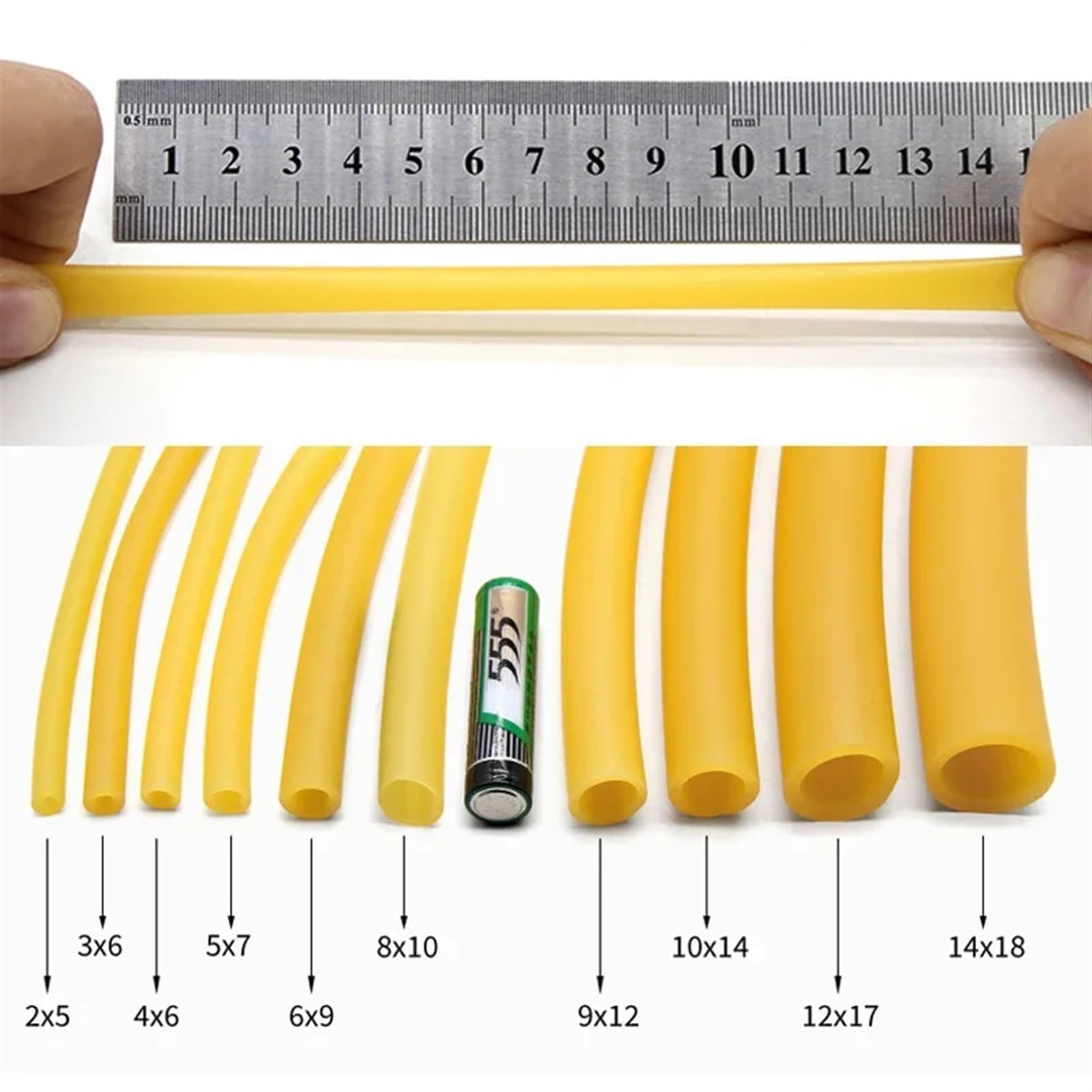 Tubo de goma Mangueras de goma de látex, banda elástica amarilla IDxOD de 1,6~18mm, tubo médico quirúrgico de alta resistencia, tirachinas(2 meters,ID 10mm x OD 16mm)
