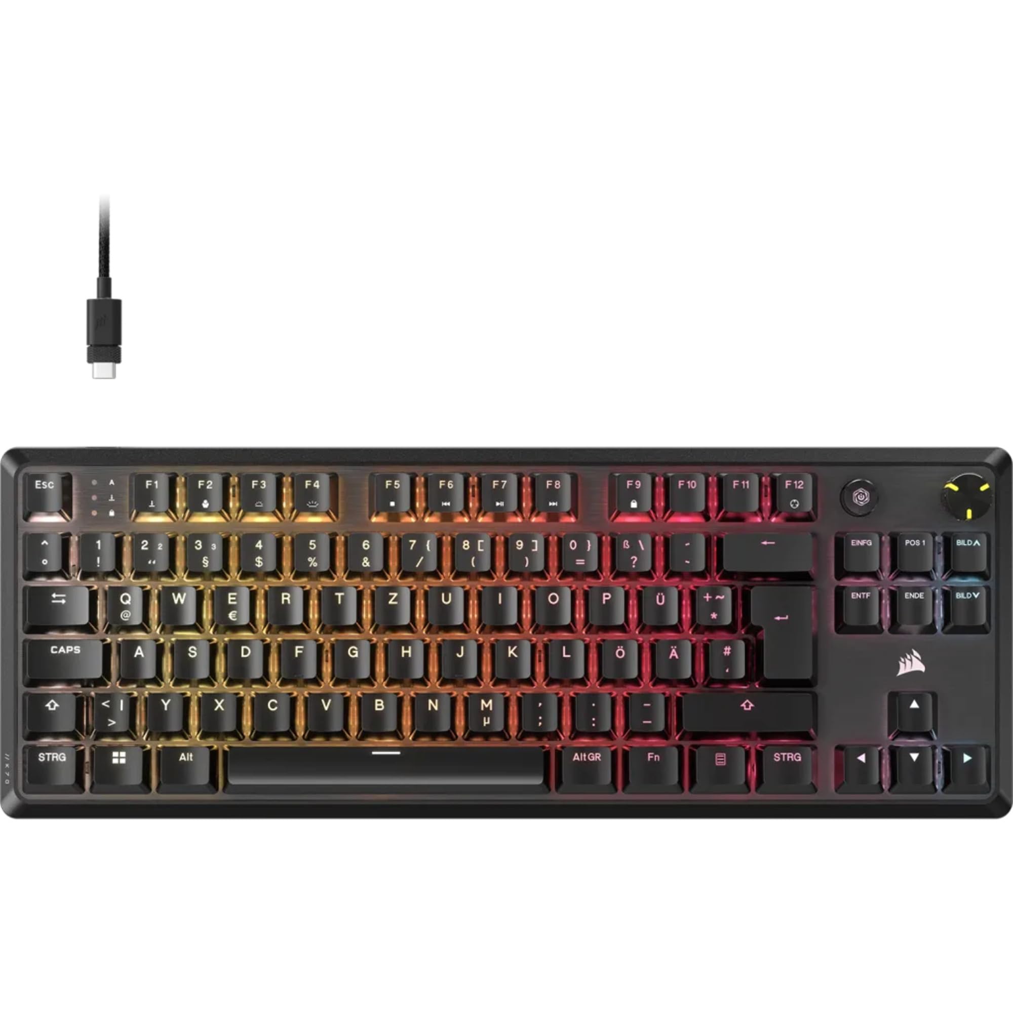 Corsair K70 CORE TKL RGB Mechanical Tenkeyless Gaming Keyboard - Pre-Lubricated MLX Red v2 Linear Switches - SOCD - Dual Layer Sound Dampening - ABS Keycaps - QWERTZ DE - Black