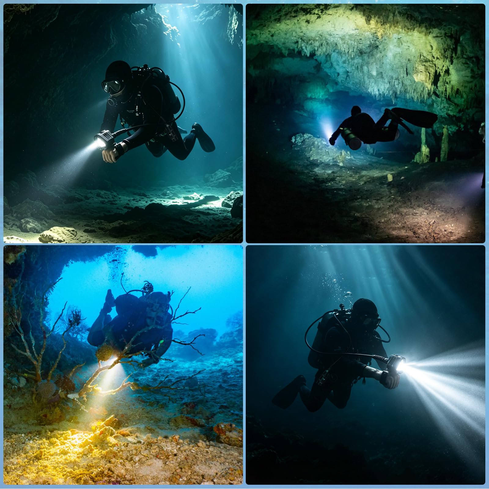 Wurkkos D1 profesjonalna lampa do nurkowania, 6000 lumenów, 8° punktowa + 72° Flood, 660 nm czerwona i 365 nm UV, akumulator 31700 mAh, 150 m wodoszczelna z uchwytem Goodman, do nurkowania w