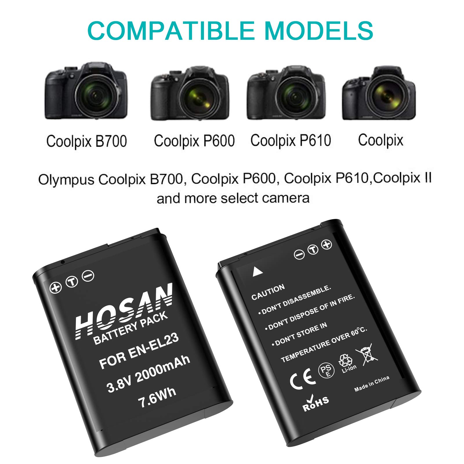 Duo oplader voor 2 camera accu's Nikon EN-EL23