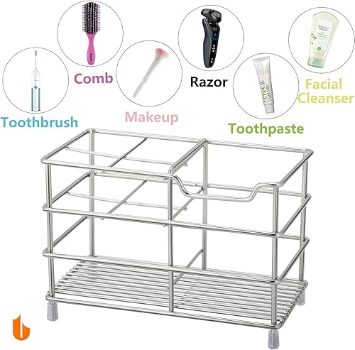 Miniatura 4 de Urbanstrive Soporte para cepillo de dientes de baño de acero inoxidable 304, soporte para pasta de dientes, organizador de accesorios de baño