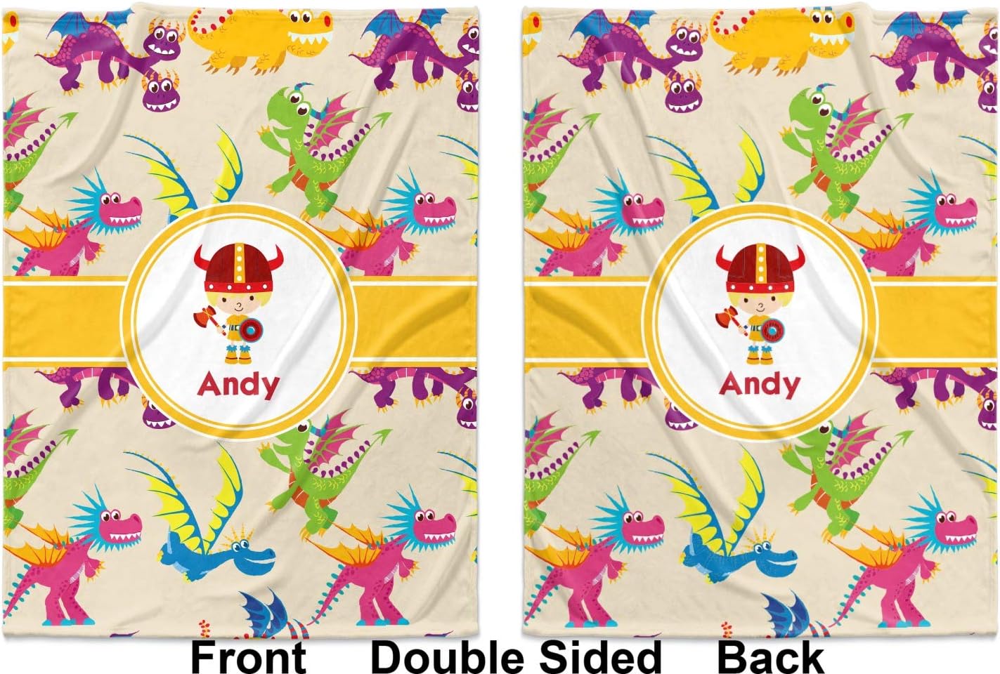 Personalized Dragons Baby Blanket (Double Sided)