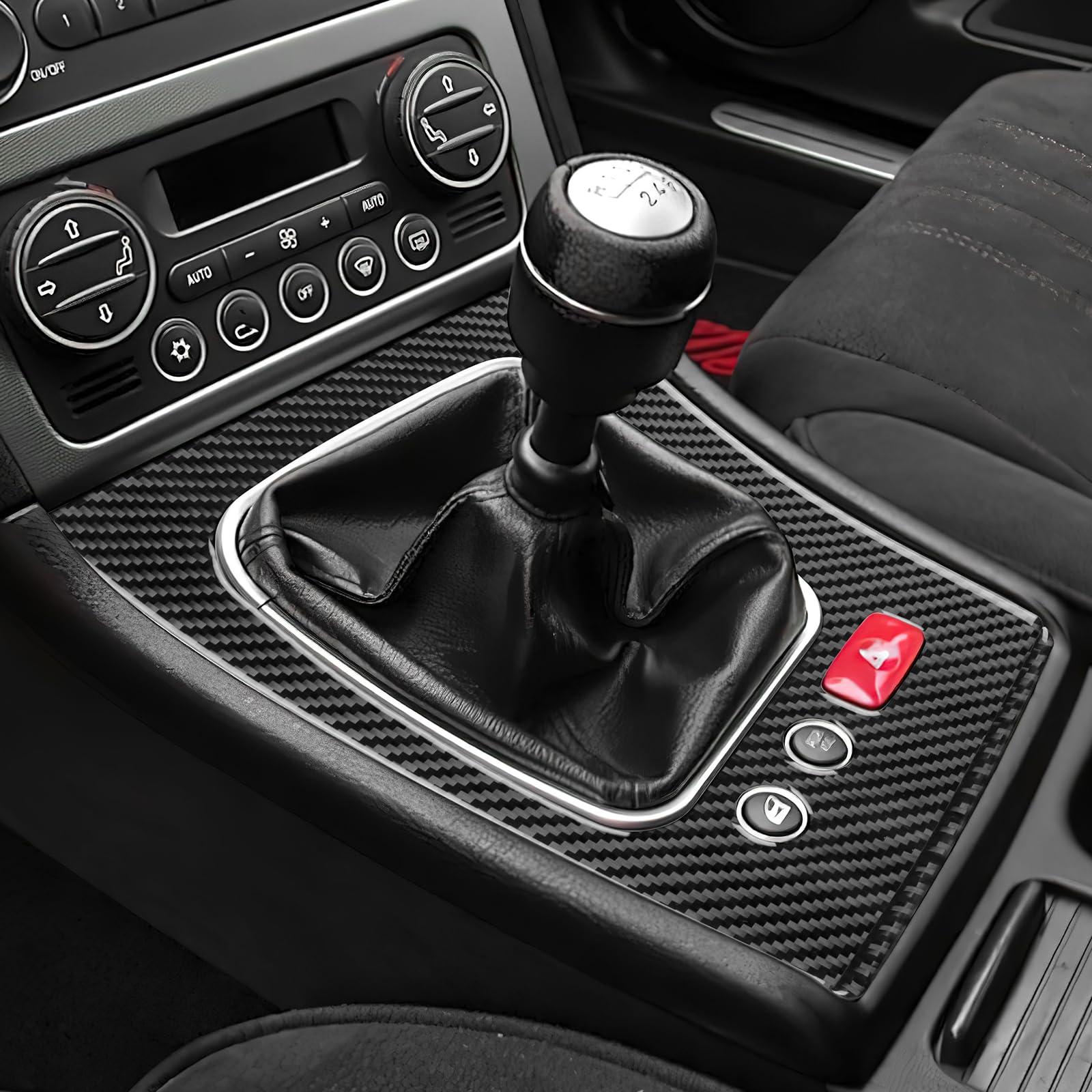 KUNGKIC Per Alfa Romeo 159 2005 – 2023 in fibra di carbonio auto centro, decorazione pannello leva del cambio telaio adesivo accessorio regalo, cambio manuale (nero)