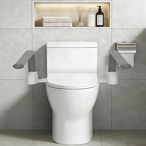 Toilet Safety Rails for Seniors, Adjustable Armrest, Space Saving, Stylish