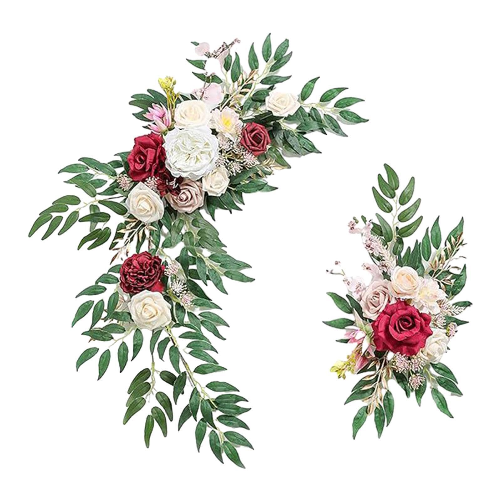 HOIXZCS Wedding Arch Flowers Decoration Swag Vivid Leaves For Elegant Ceremony Artificial Wedding Arch Vivid And Lifelike Handmade Floral Swag Backdrop, Style D