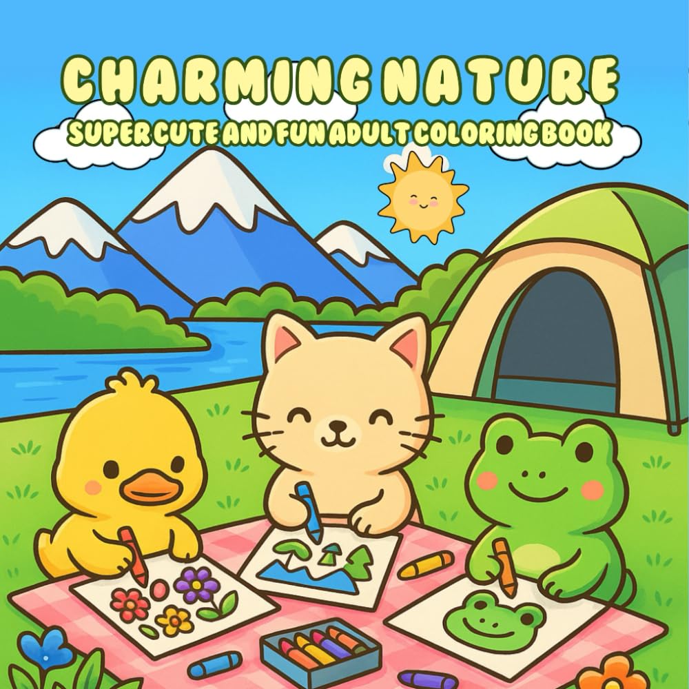 CHARMING NATURE: super cute and fun adult coloring book Cozy Coloring Book for Adults and Teens with Adorable Characters and Cute Holiday Scenes for Relaxation (Cozy Coloring Books)