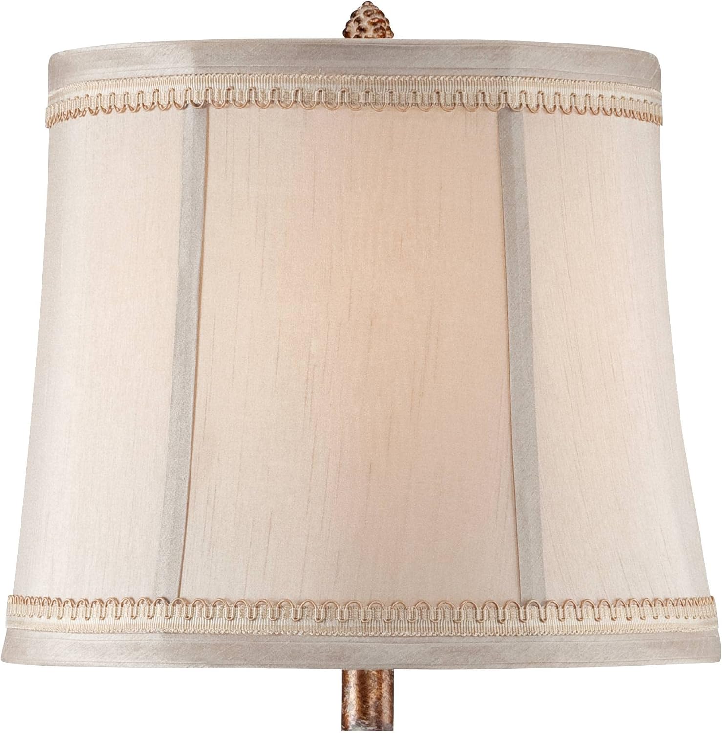 Regency Hill Shabby Chic French Country Table Lamps 28" Tall Set of 2 Antique White Washed Petite Artichoke Font Beige Fabric Bell Shade for Cottage Core Living Room Bedroom House Bedside Nightstand