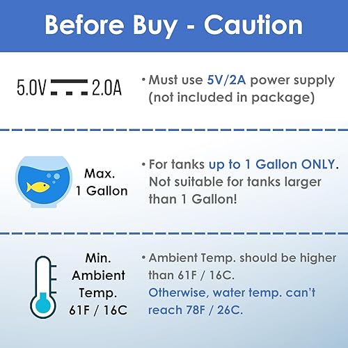 Miniatura 3 de AquaMiracle Calentador de acuario pequeño de 25 W, calentador sumergible para pecera, calentador Betta, fácil funcionamiento con temperatura