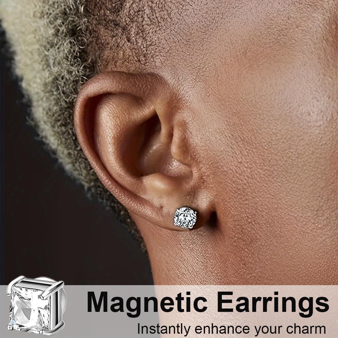 5 Paires Boucles D'Oreilles Magnétiques Homme 6mm - Fausse Boucle Aimantée Sans Percage - Acier Inoxydable