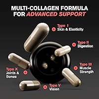 Vista 4 de Píldoras de colágeno de 1800 mg - Suplementos de colágeno múltiple (tipos I, II, III, V y X) píldoras de péptidos de colágeno alimentados con pasto