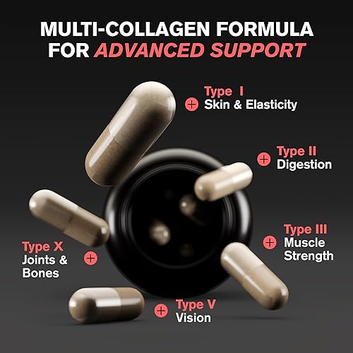 Miniatura 4 de Píldoras de colágeno de 1800 mg - Suplementos de colágeno múltiple (tipos I, II, III, V y X) píldoras de péptidos de colágeno alimentados con pasto