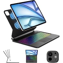 WINCHKING for iPad Air 13 Inch Case Keyboard M4/M3/M2, 2026/2025/2024 & iPad Pro 12.9 inch 6th/5th/5th/3rd, Easy-Set Magnetic Stand, 7-Color Backlight, Multi-Touch Trackpad, Black