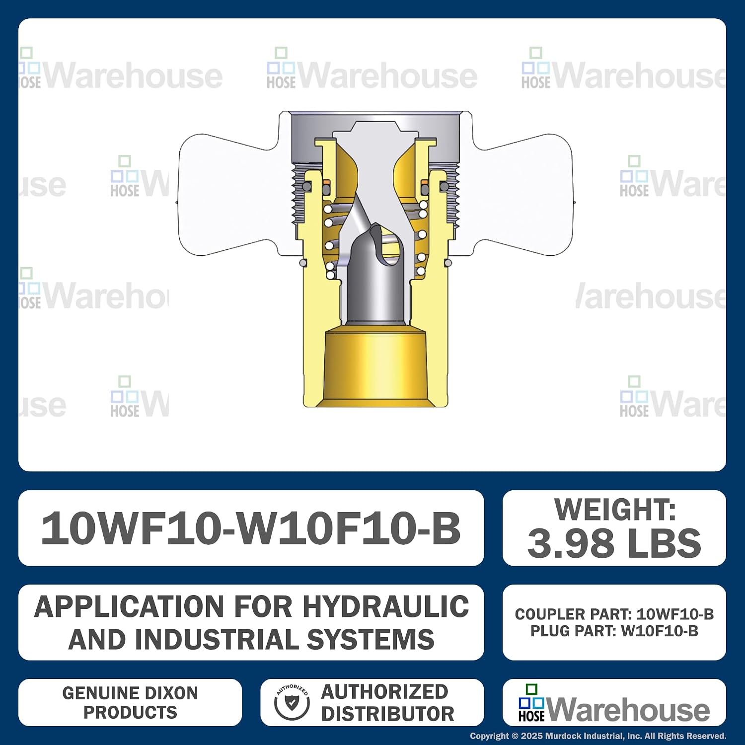 Genuine Dixon W-Series 1-1/4" Wingstyle Coupler Kit - (1ct.) 10WF10-B | (1ct.) W10F10-B – Brass | Female NPTF | 3000 PSI Working Pressure (1-1/4" x 1-1/4" FNPTF)
