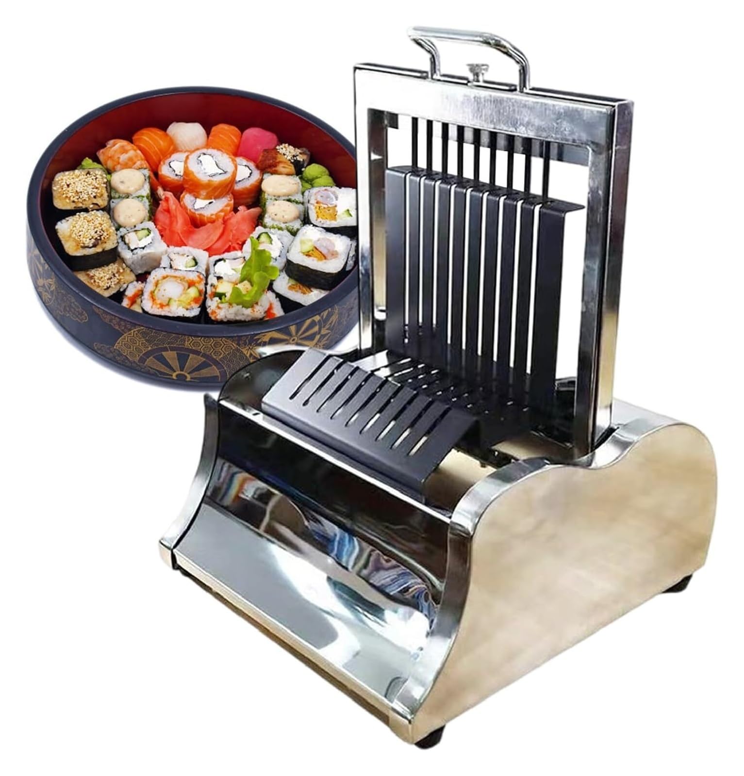 KEuLen Sushi-Herstellungsset – Professionelle Sushi-Rollenschneidemaschine mit Abnehmbarer Edelstahlklinge for gleichmäßige Schnitte(8segments)