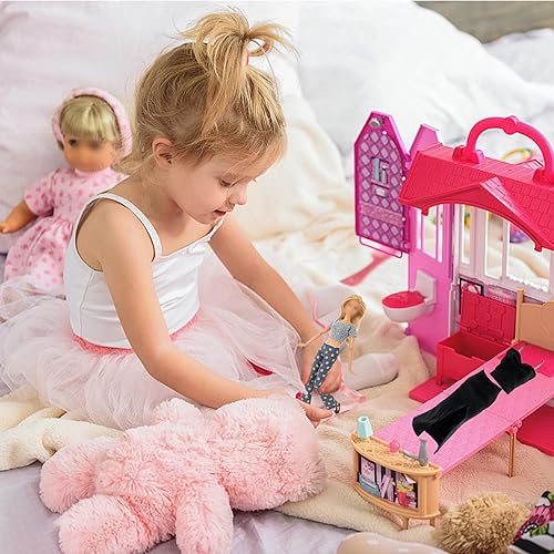 Miniatura 7 de 16 piezas de ropa y accesorios hechos a mano para muñecas incluye 6 unidades de ropa casual tops y pantalones o vestido y 10 pares de zapatos al