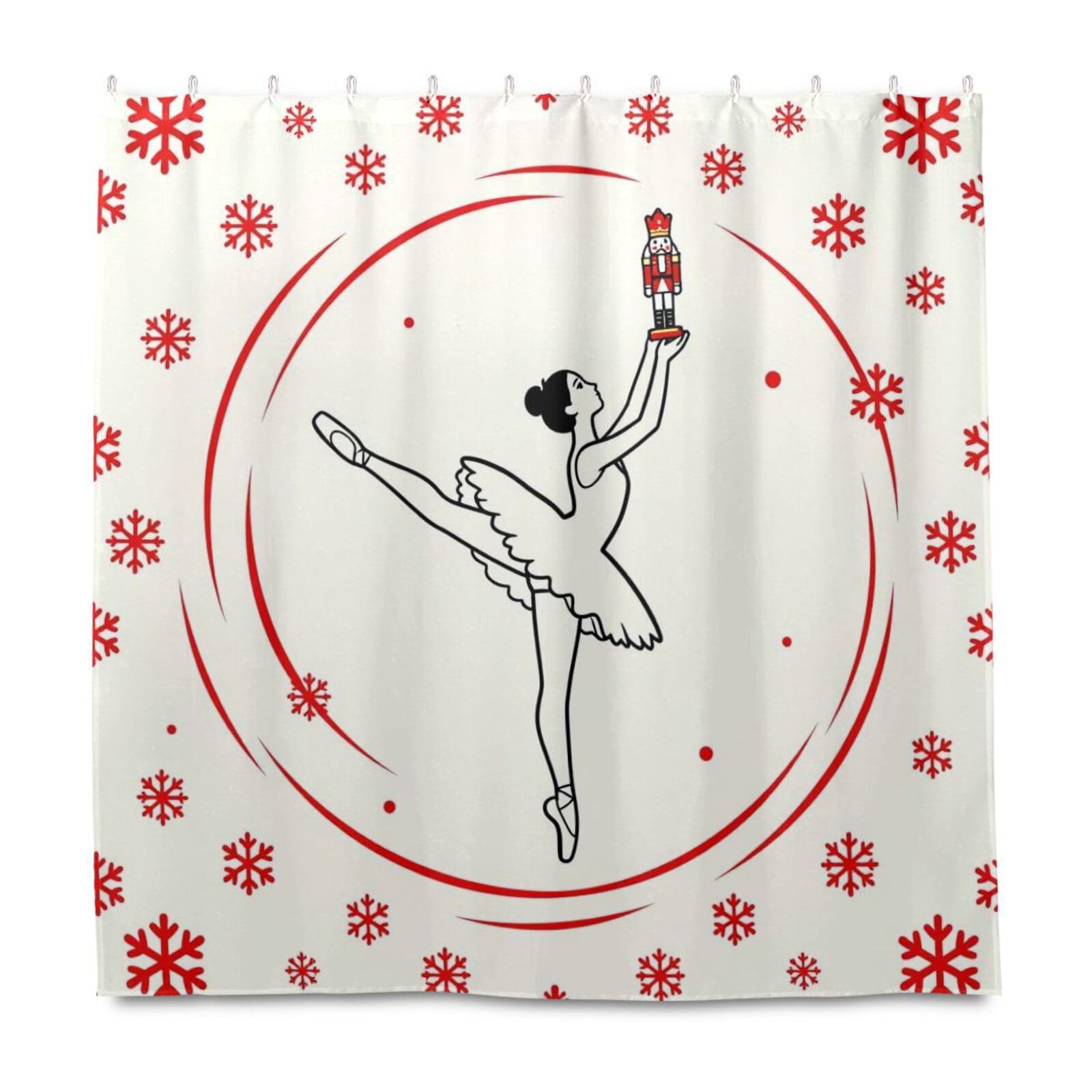 Rideau de douche en polyester lavable au motif de ballet de Noël