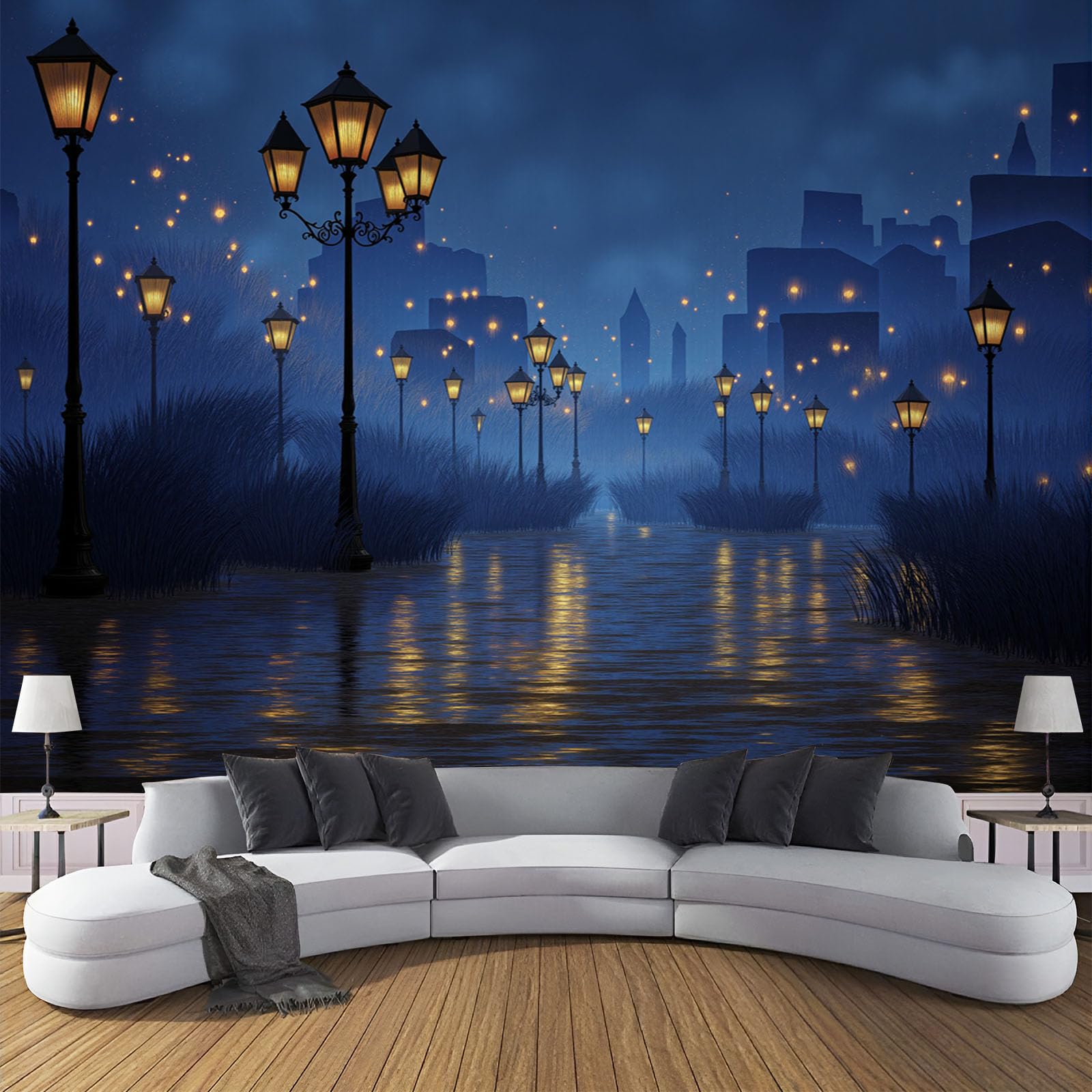 Papier peint éclairage public fresque murale intissée pour salon chambre adulte