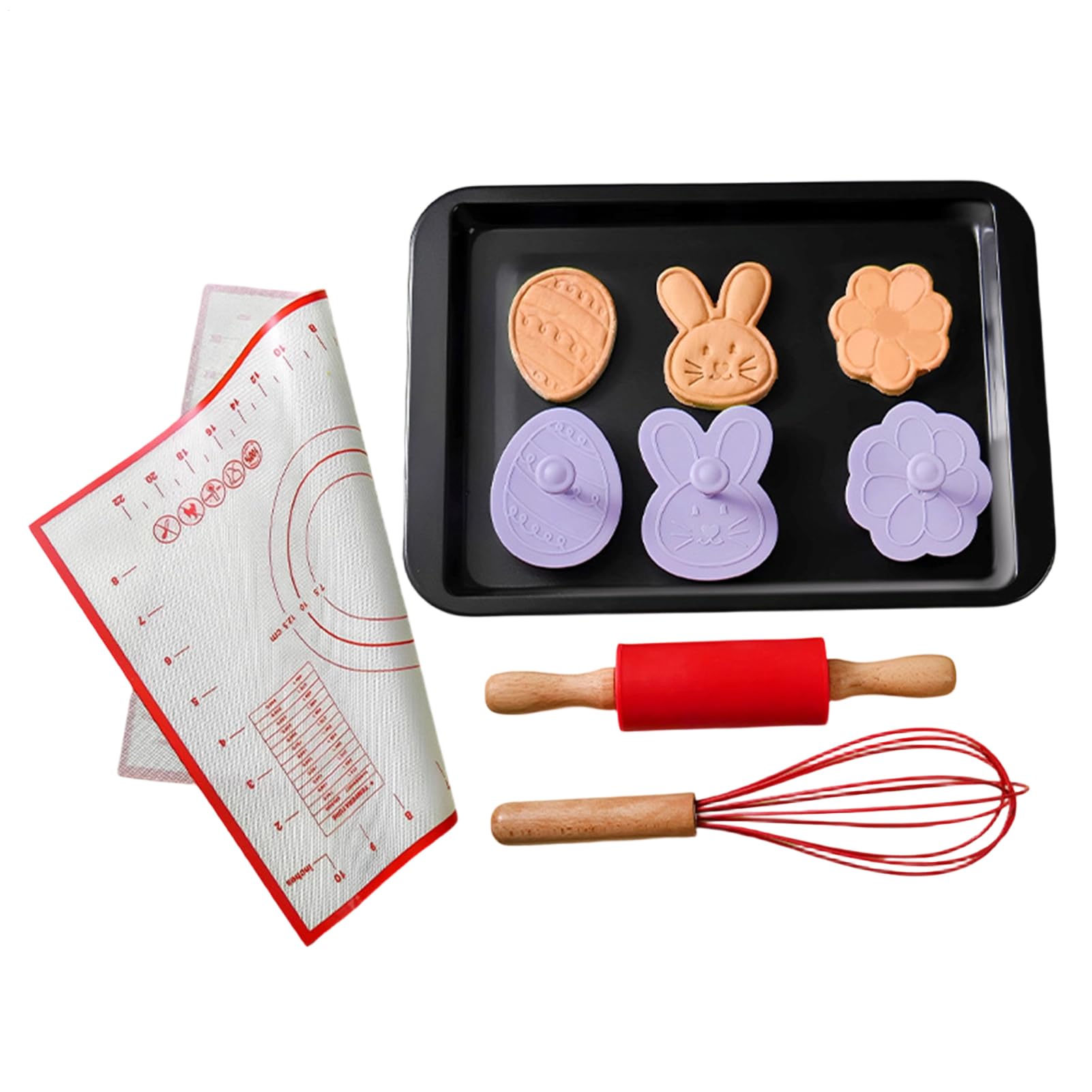 Rouleau à pâtisserie lapin et tapis de cuisson antiadhésif pour biscuits
