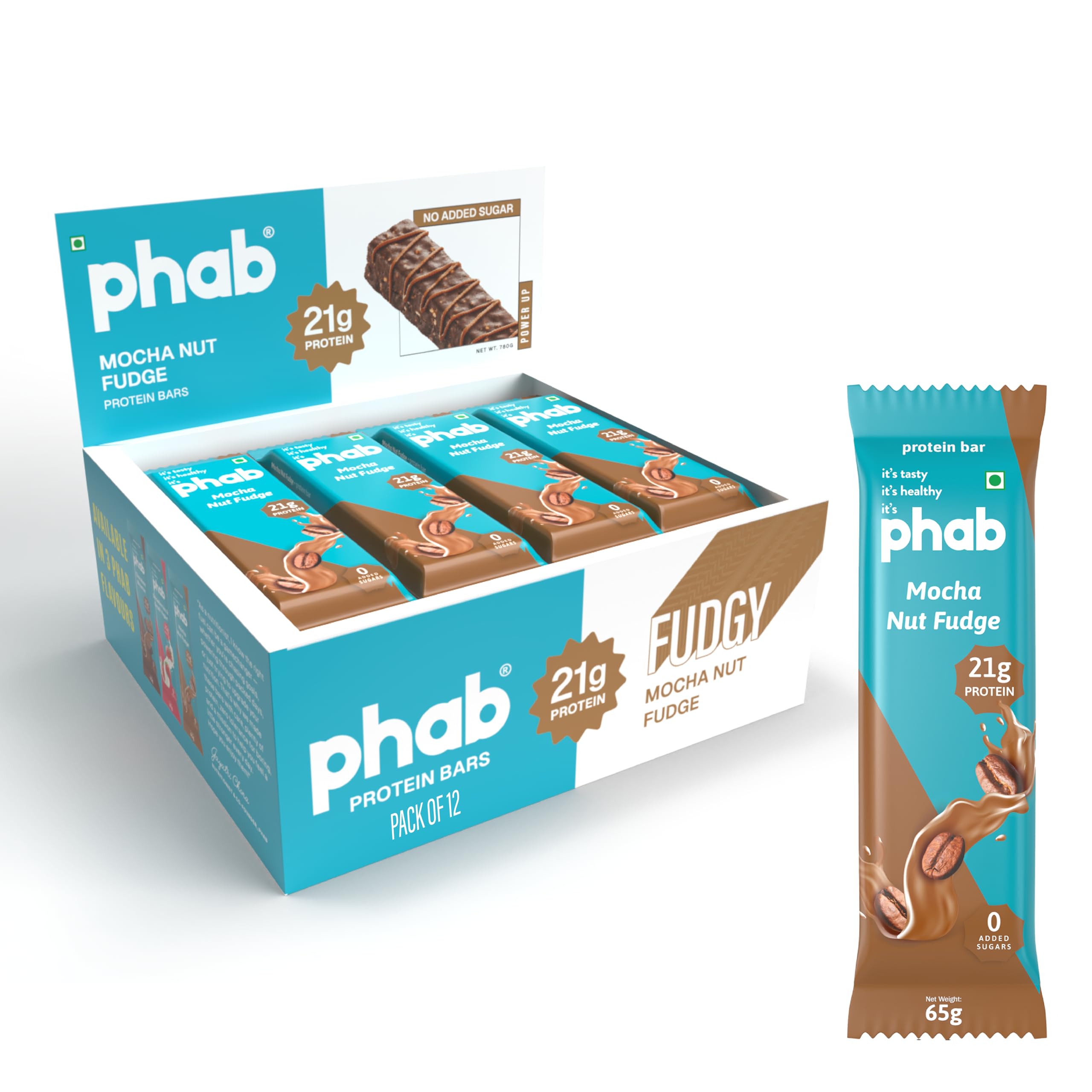 21G Mocha Nut Fudge Protein Bar | 8G High Fiber | Pea & Whey Protein Isolate, No Preservatives, Diabetic Friendly 100% Veg Protein Bar| Gluten-Free Protein Bars For Fitness, Energy & Immunity