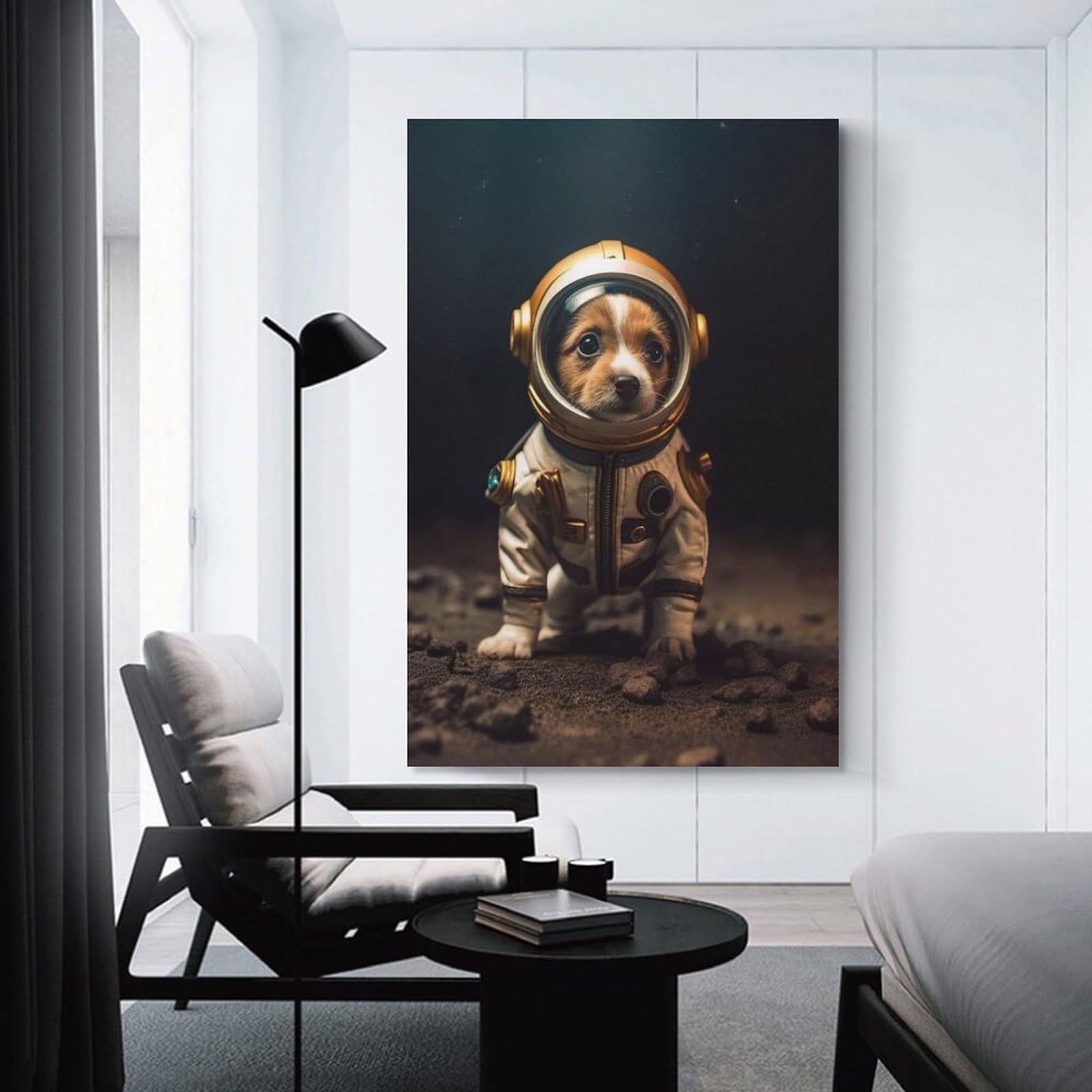 Junmoney Cosmonaut Dog Wall Art Print 20x30inch(50x75cm), for Gallery Wall Layouts in Home Or Office, An Easy Match for Collected Prints