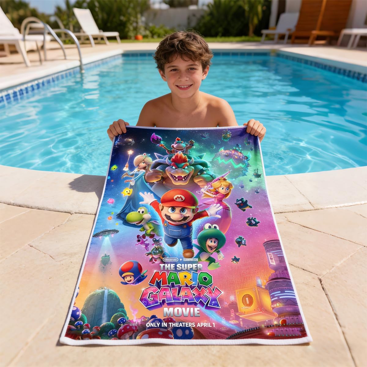 LEKAI Super Mario Beach Towels Soft & Absorbent for Kids Fans Pool Or Beach Super Mario Gift & Quick Dry Large Beach Towel for Adults Women Men