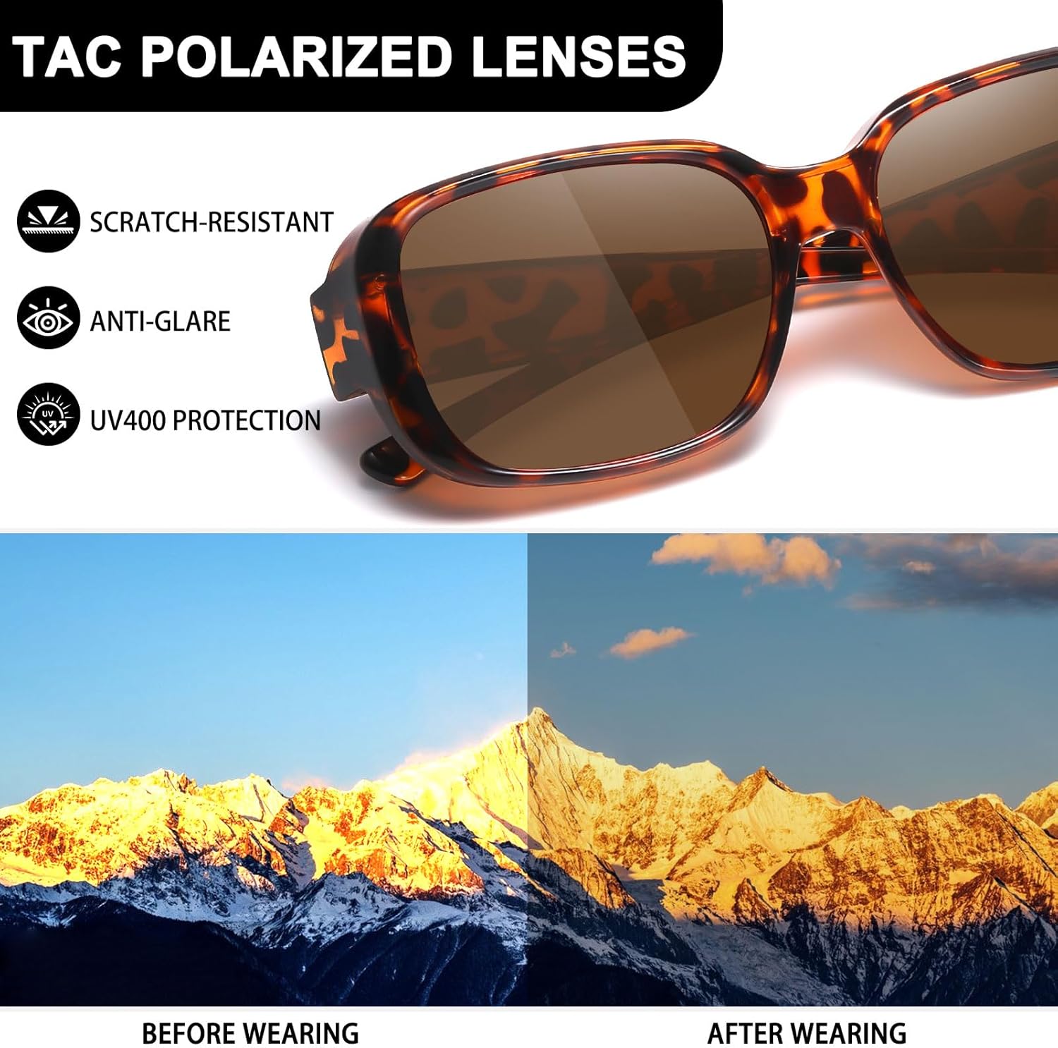 HAOLOTA Polarized Sunglasses Over Glasses Women Wrap-Around Glasses Small Shapes Driving Fishing UV400 Protection - Image 5