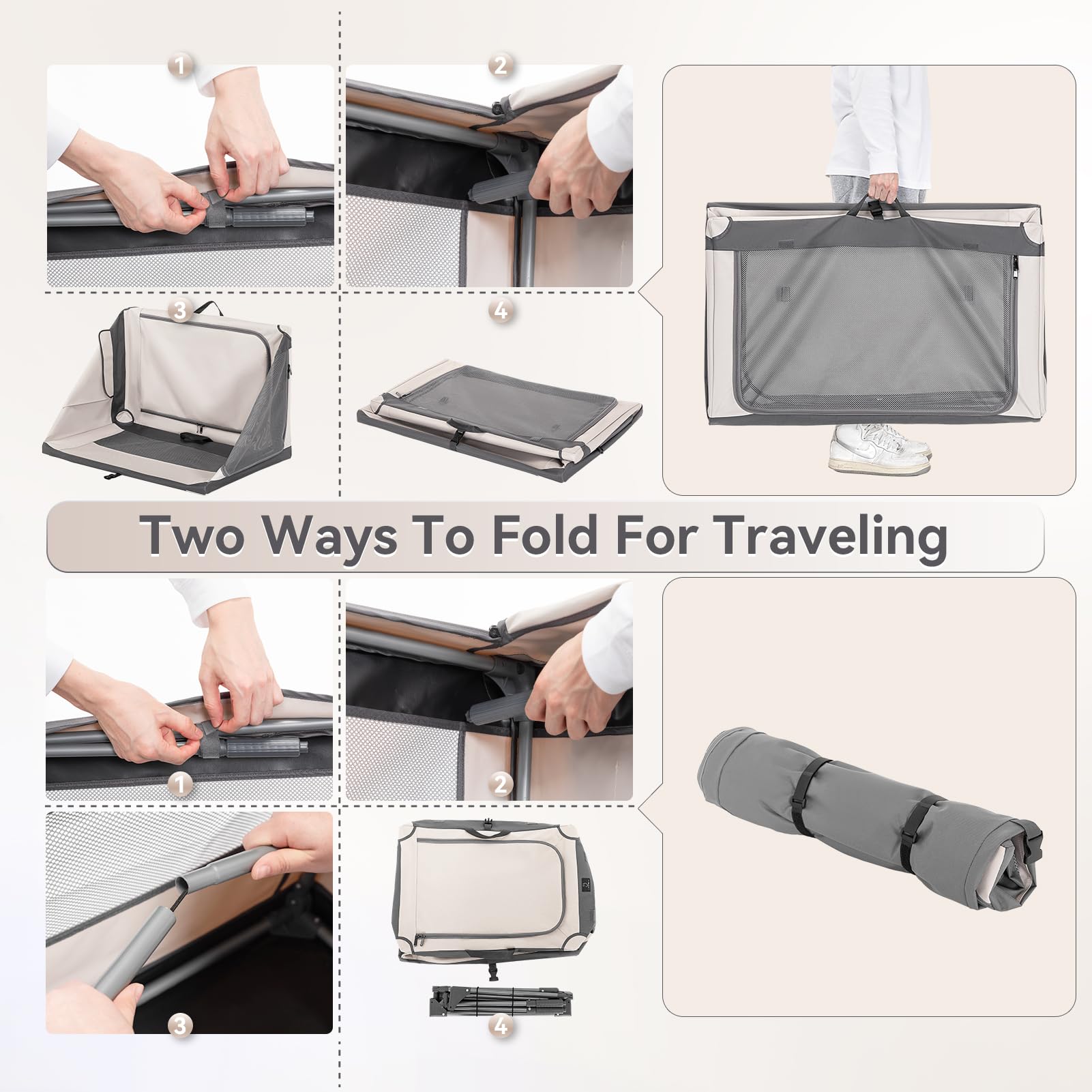 A 4 Pet Caja plegable para perros medianos, marco en espiral estable patentado, M, gris
