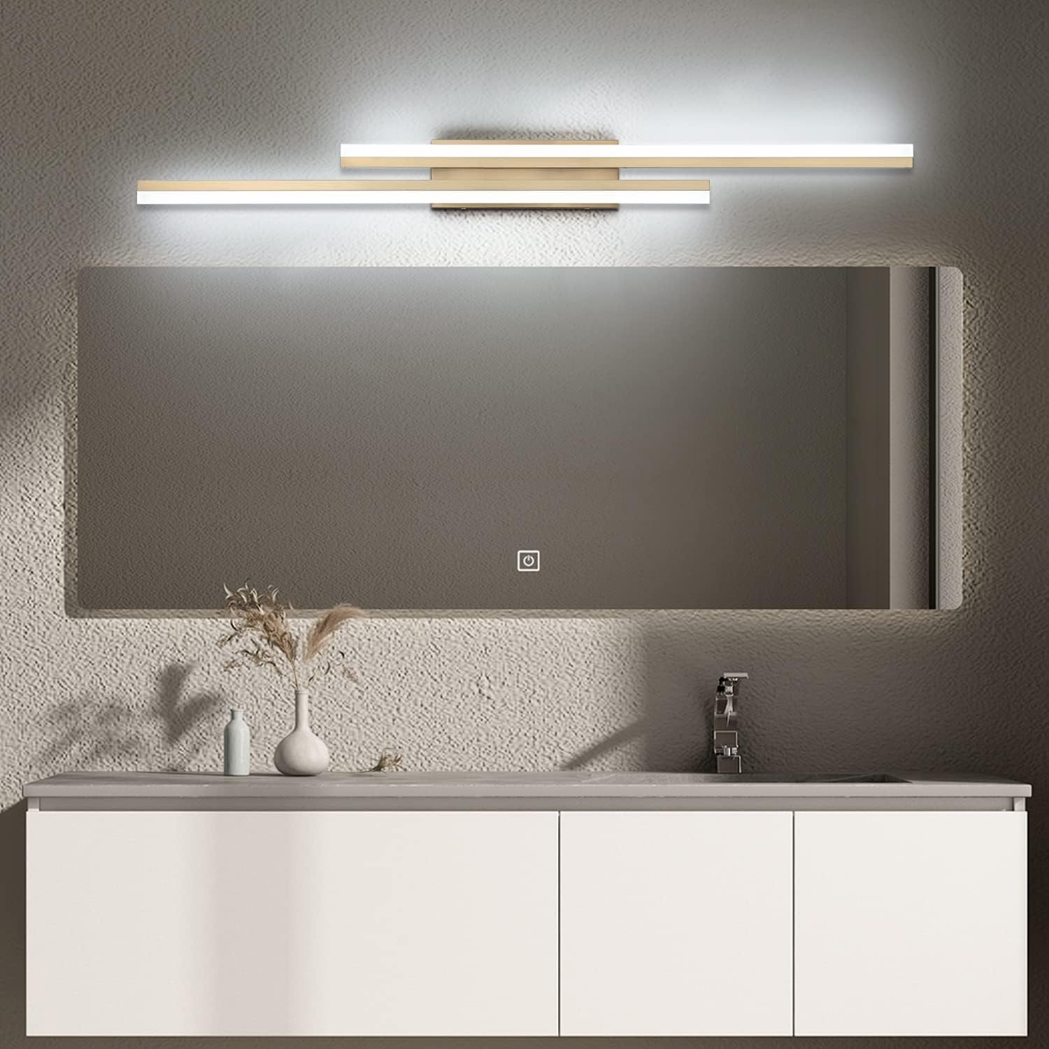 PRESDE 48 Inch Bathroom Light Fixtures Brushed Gold Vanity Light Bar LED Modern Bath Lighting Over Mirror Dimmable