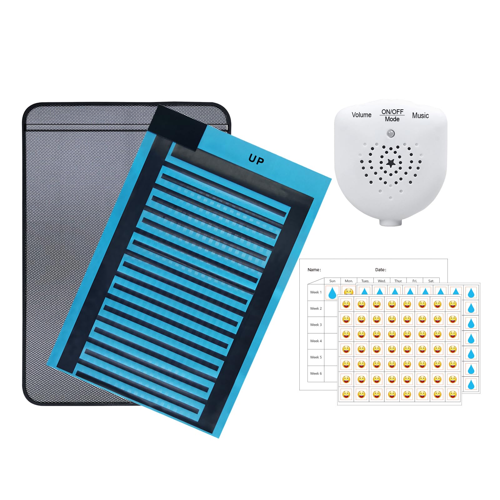 Bedwetting Alarm Pad for Boys and Girls, USB Rechargeable, Pee Alarm with Music Optional and Volume Control, Potty Training Urinary Mat for Children (Black-1pcs)