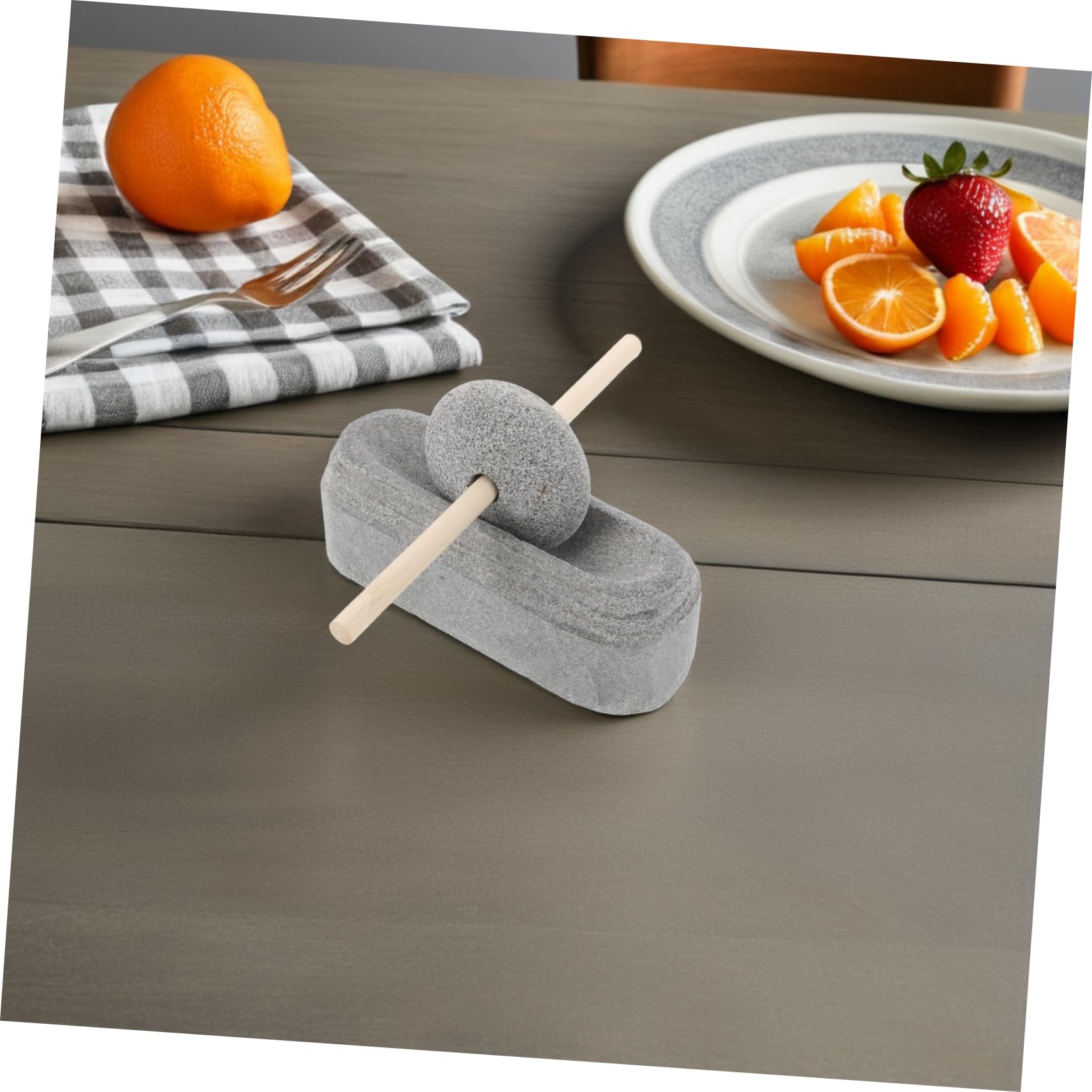 Cabilock Mörser und Stößel aus Stein mit Manuellem Betrieb und Stabilem Design zum Zerkleinern von Gewürzen und Knoblauch in Küche und Zuhause