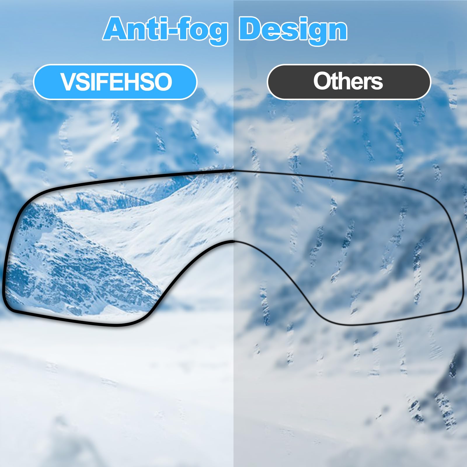 VSIFEHSO Maschera da Sci, Occhiali da Sci Anti Nebbia e Protezione UV, Maschere Sci Maschere Sci Unisex per Ciclismo Arrampicata Sci Sport All'aria Aperta
