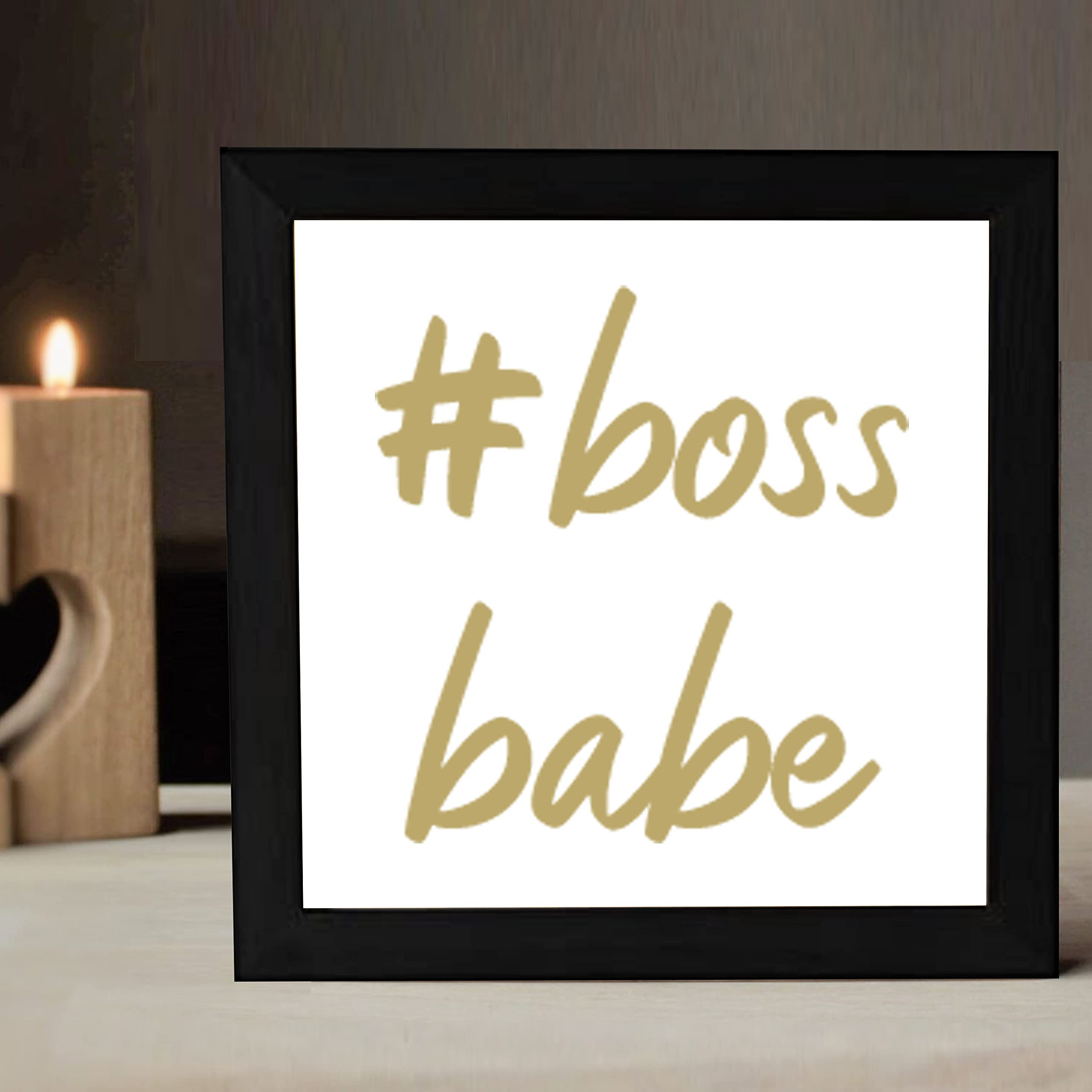 Boss Babe Frame for Wall and table Decor (6.5 inch X 6.5 inch, Frame).