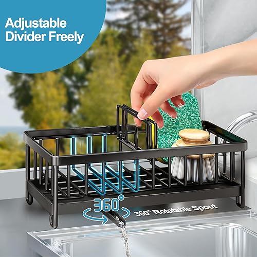 Miniatura 5 de Organizador para fregadero, soporte de esponja para encimera de fregadero de cocina, organizador de esponjas de acero inoxidable 304, soporte para
