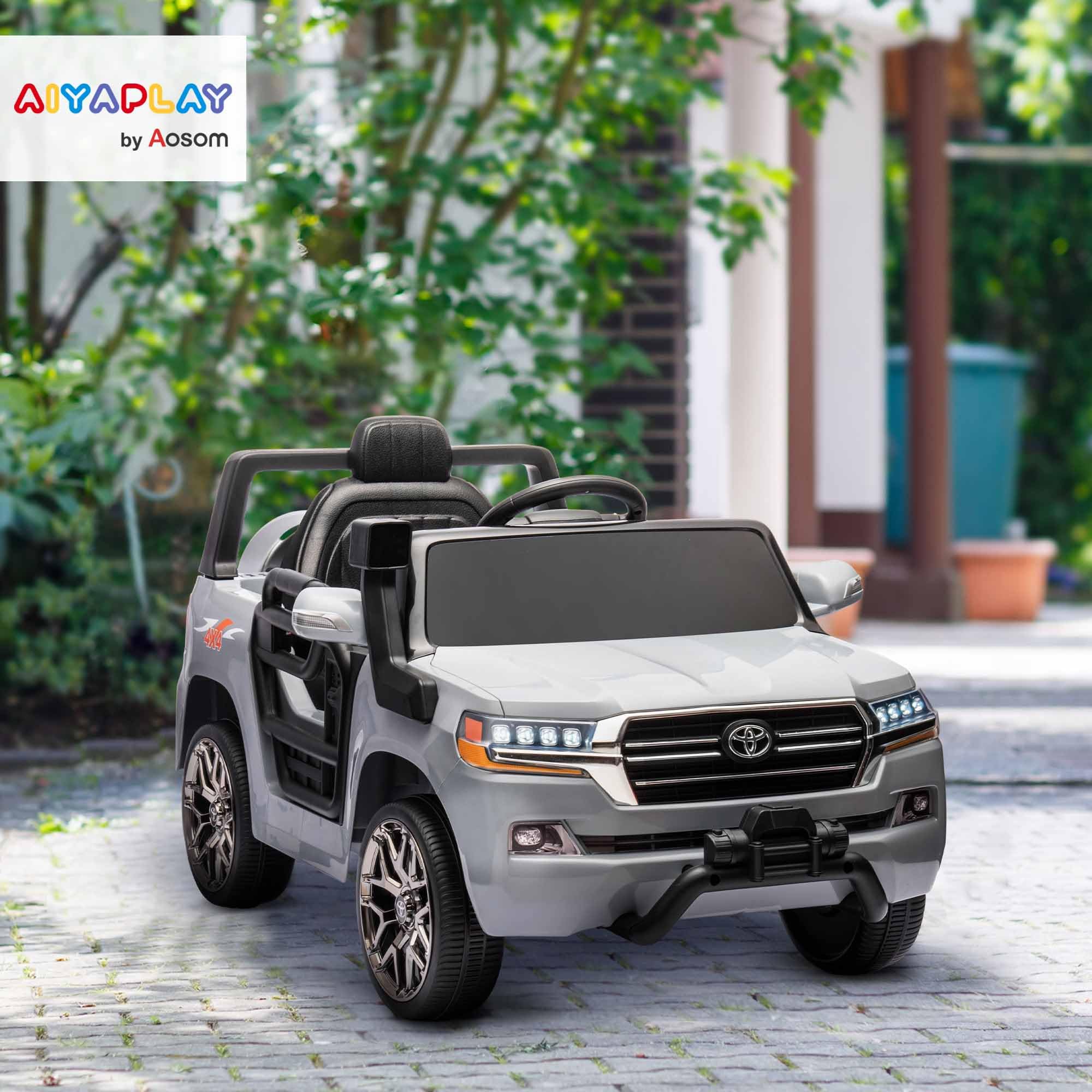 AIYAPLAY Toyota Land Cruiser Coche Eléctrico para Niños 12V con Mando a Distancia Gris
