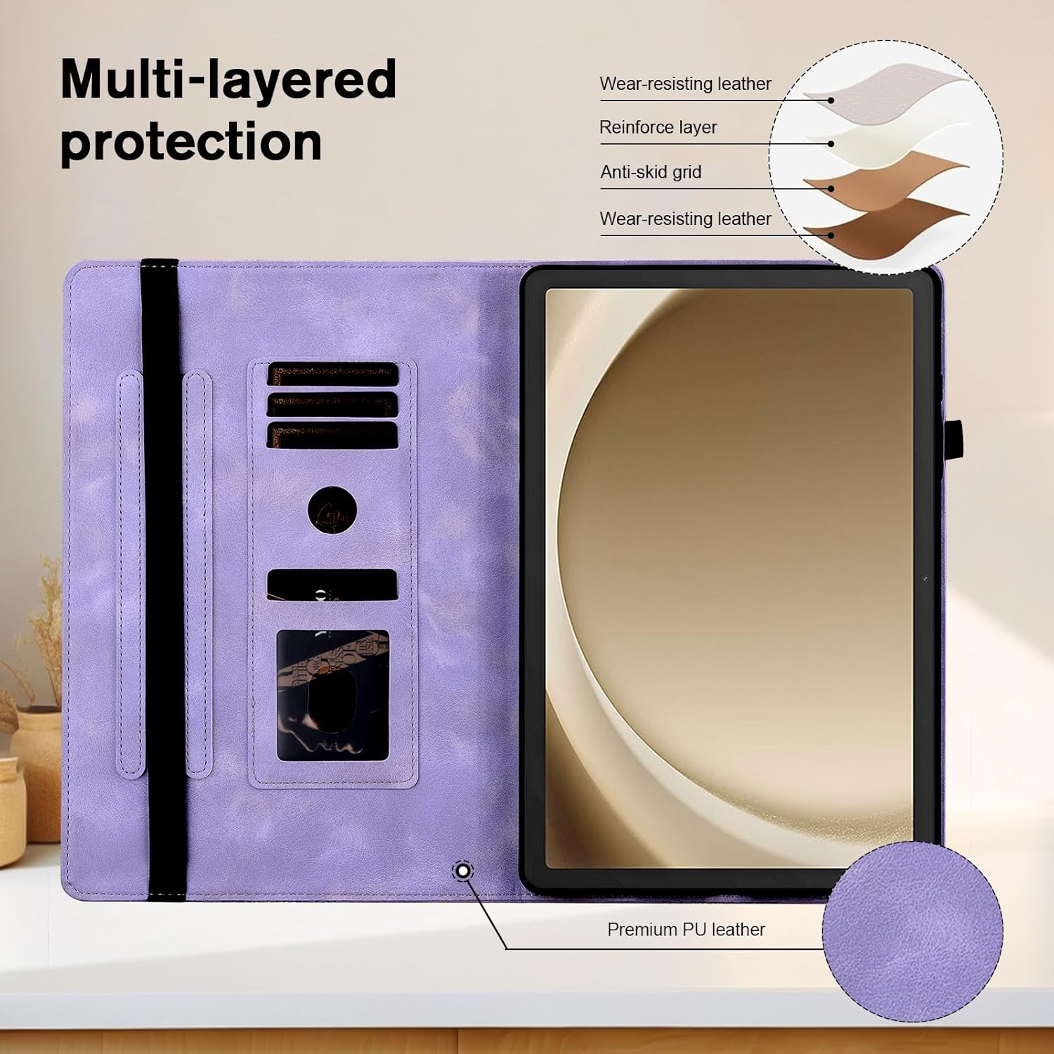 Case for Amazon Fire HD 10 and 10 Plus Tablet (13th/11th Generation, 2023/2021 Release), Slim PU Leather Folio Cover with Multi-Angle Stand and Pen Holder, Purple