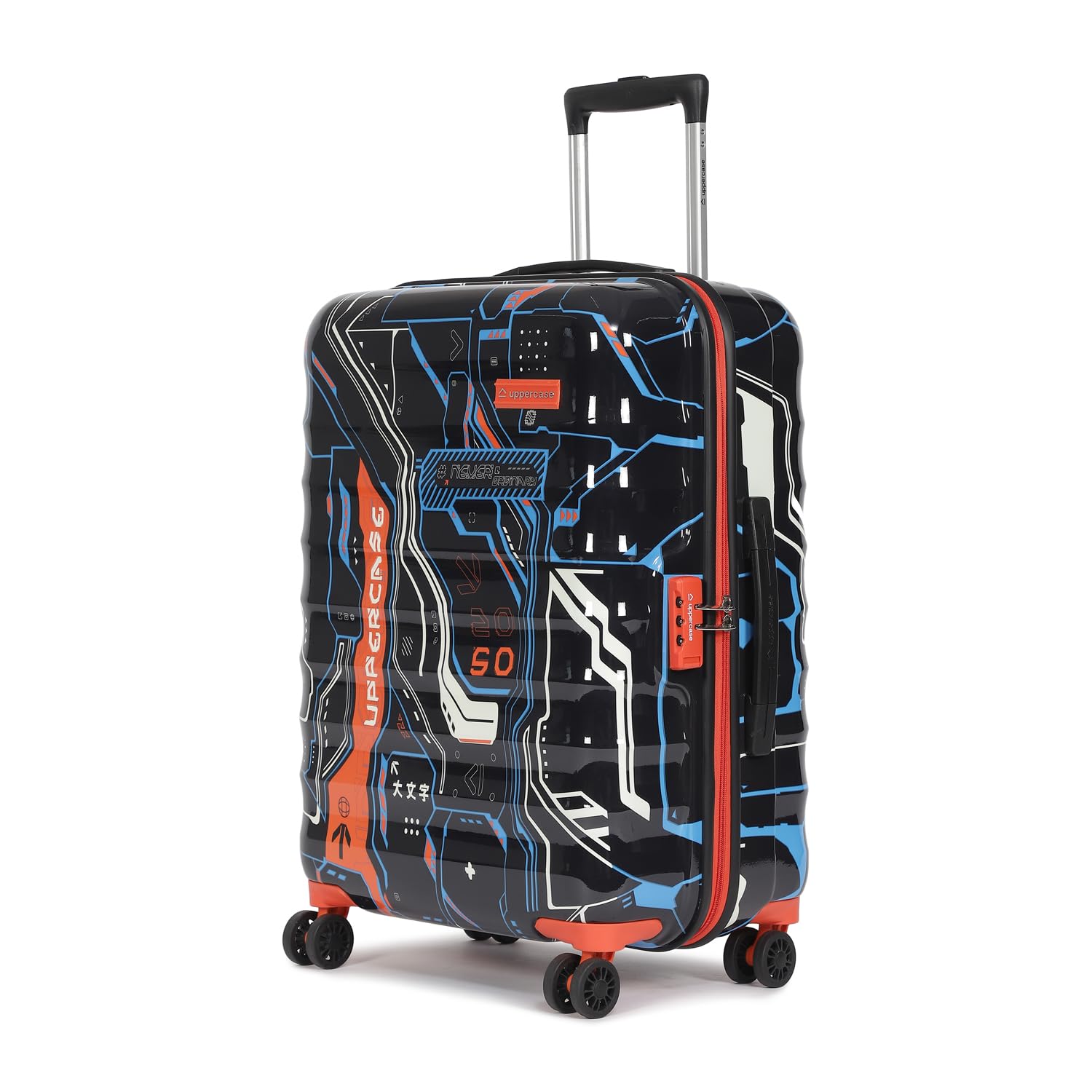 uppercase Cyber Punk (Medium) 66cms | Check-in Trolley Bag for Travel|Polycarbonate Hardsided Printed Luggage|Combination Lock|8 Wheel Trolley Bag|Sui...
