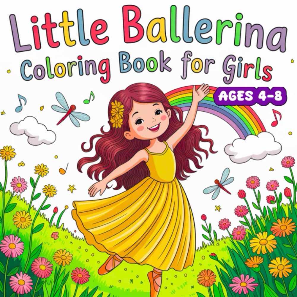 Little Ballerina Coloring Book For Girls Ages 4-8: 50 Unique Ballet Coloring Page with Elegant Ballerinas and Ballet Scenes